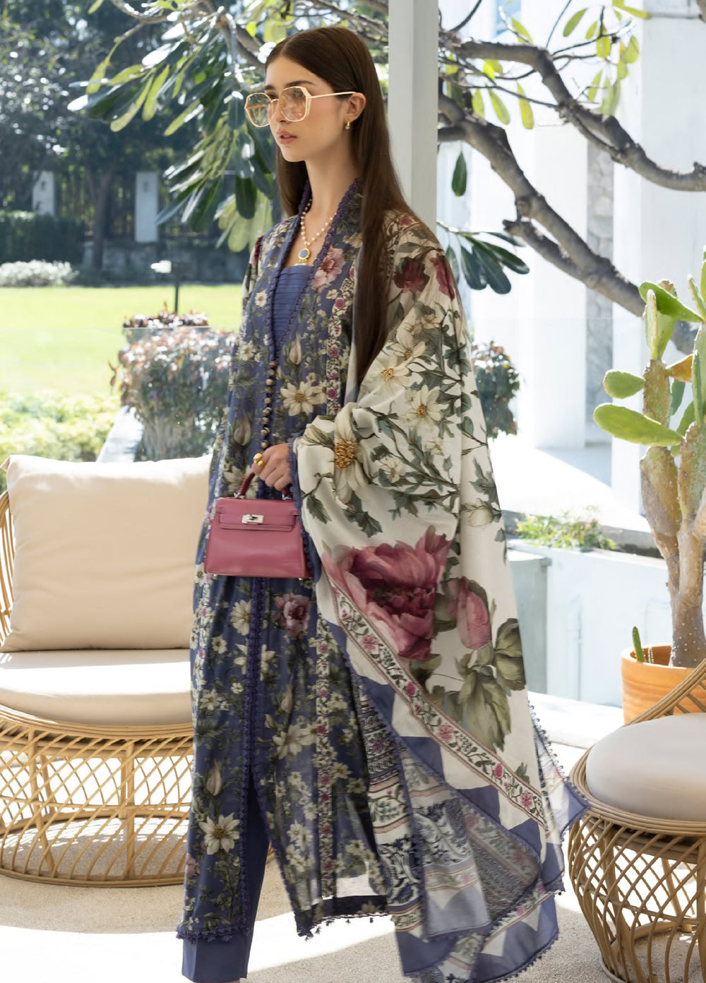 Santorini by Elaf Unstitched Lawn Printed 3 Piece Suit EL26US EPN-6A BOO BERRY - Summer Collection