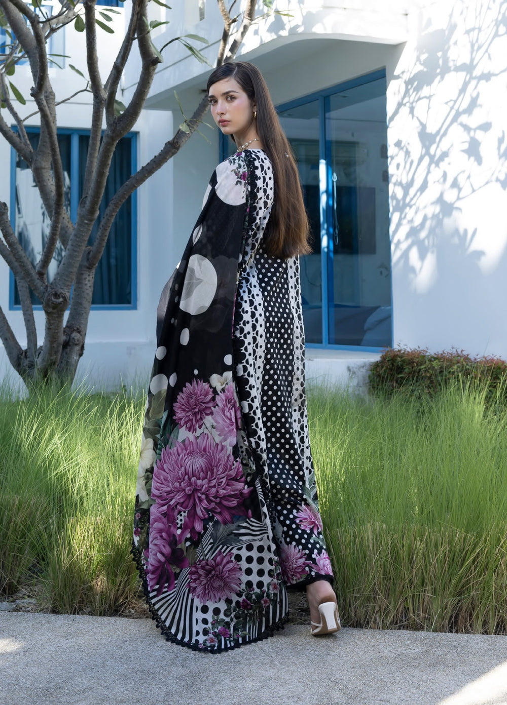 Santorini by Elaf Unstitched Lawn Printed 3 Piece Suit EL26US EPN-1B POIS N HER - Summer Collection