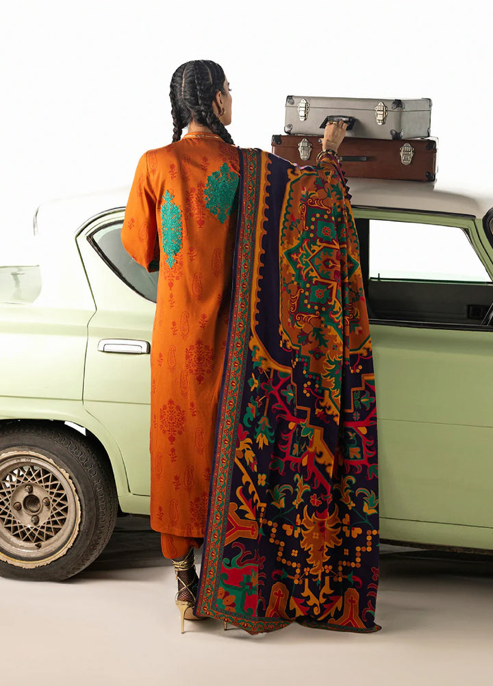 Zainab Chottani Unstitched Marina Twill With Shawl Embroidered Suits 3 Piece ZC25WS D-03 Suniva - Winter Collection