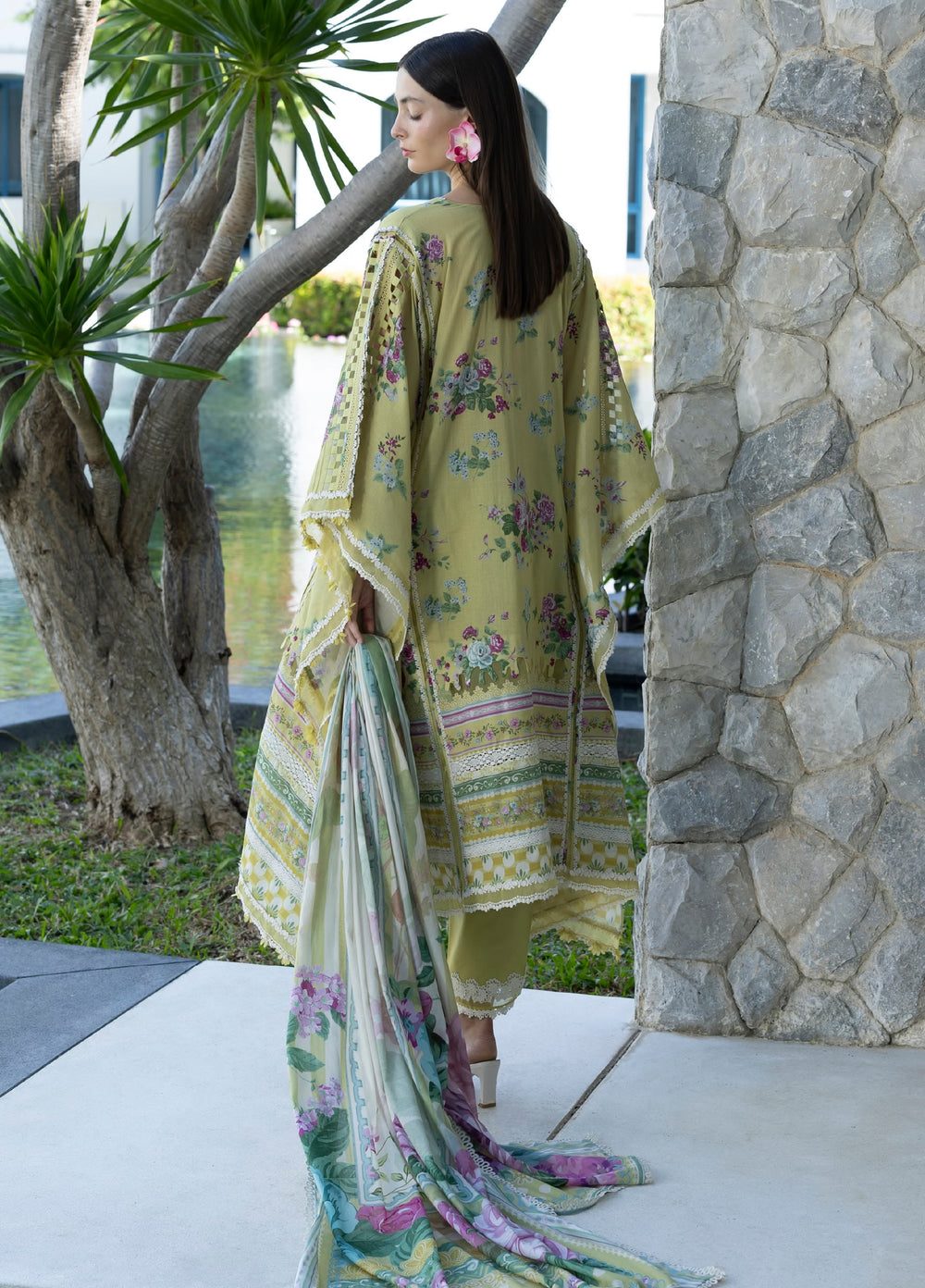 Santorini by Elaf Unstitched Lawn Printed 3 Piece Suit EL26US EPN-4A AVOCADO - Summer Collection