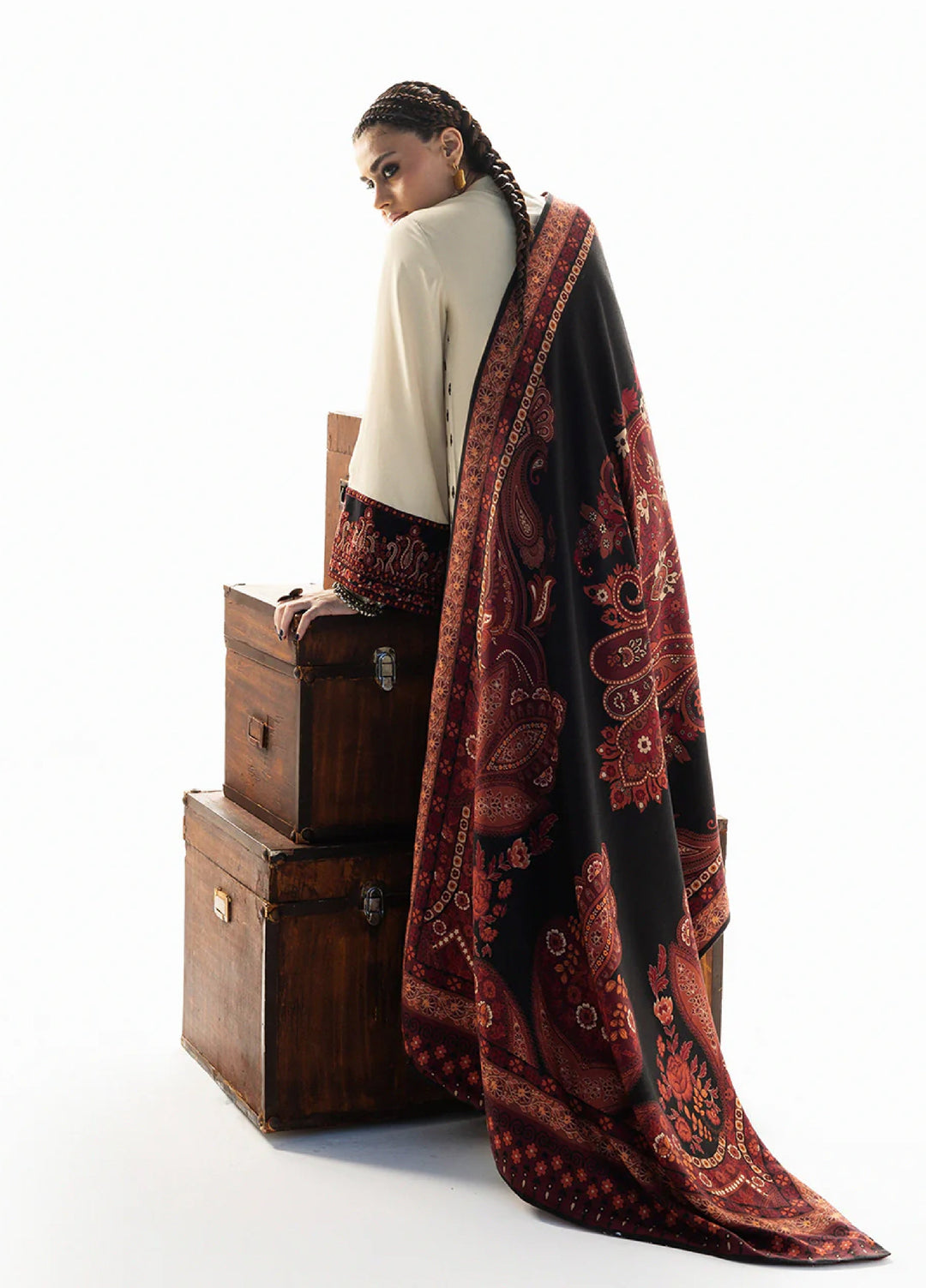 Zainab Chottani Unstitched Marina Twill With Shawl Embroidered Suits 3 Piece ZC25WS D-01 Imani - Winter Collection