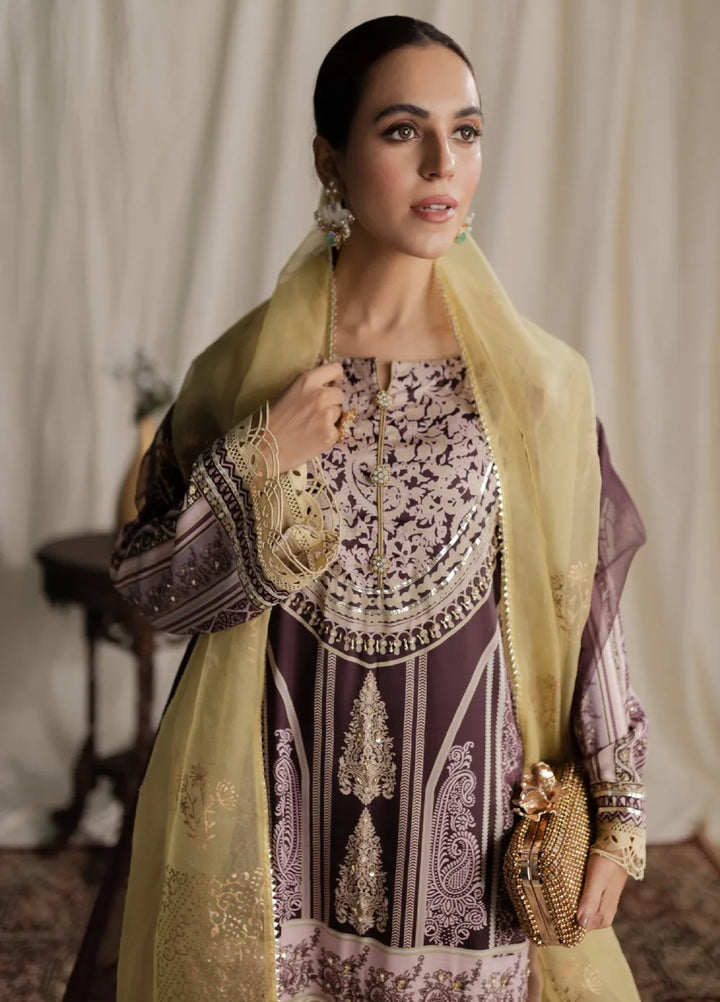 Aisha Fatema Pret Printed Silk 3 Piece Suit Hazel