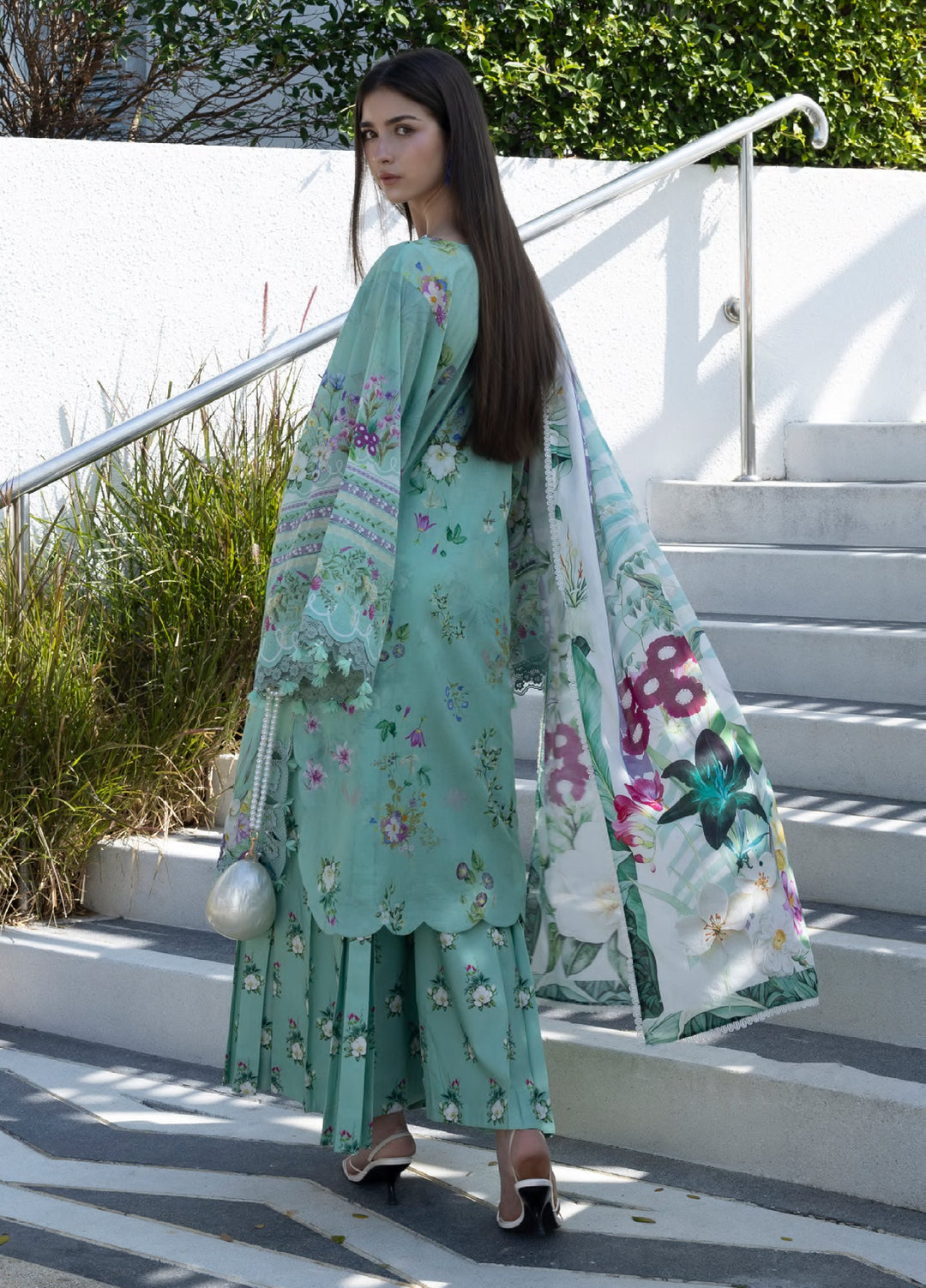 Santorini by Elaf Unstitched Lawn Printed 3 Piece Suit EL26US EPN-7A TEAL ME - Summer Collection
