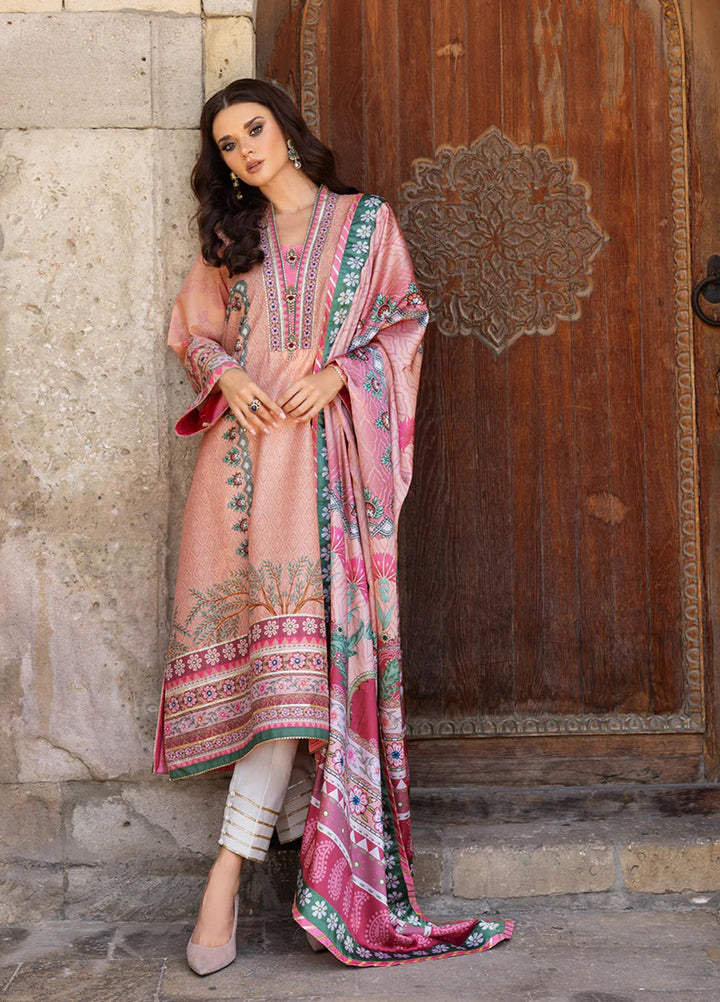 Mushq Hemline Echoes Of Serneity Unstitched Festive Raw Silk Printed 3 Piece MQ25ES D-04 Pulsar Petal - Festive Collection