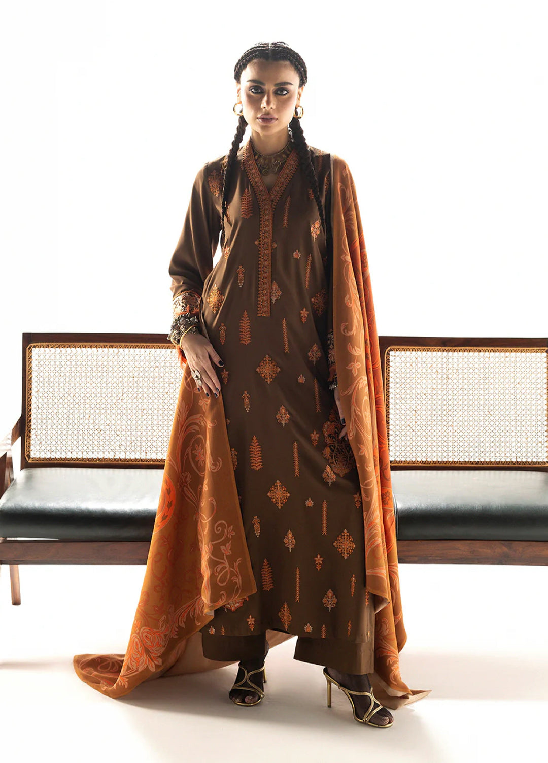 Zainab Chottani Unstitched Marina Twill With Shawl Embroidered Suits 3 Piece ZC25WS D-05 Rovi - Winter Collection