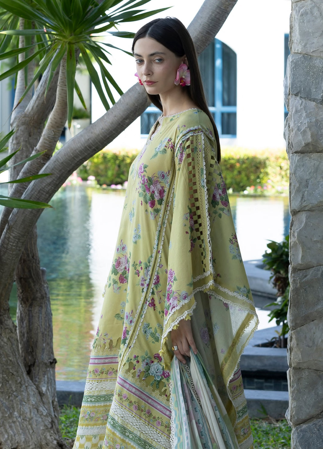 Santorini by Elaf Unstitched Lawn Printed 3 Piece Suit EL26US EPN-4A AVOCADO - Summer Collection