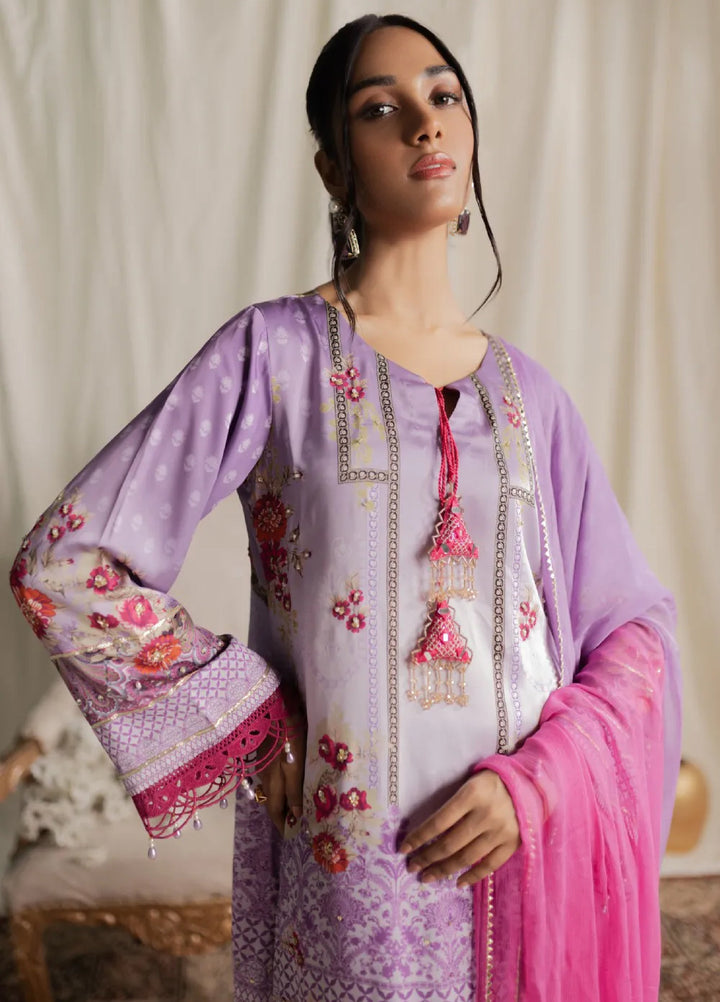 Aisha Fatema Pret Printed Silk 3 Piece Suit Orchid