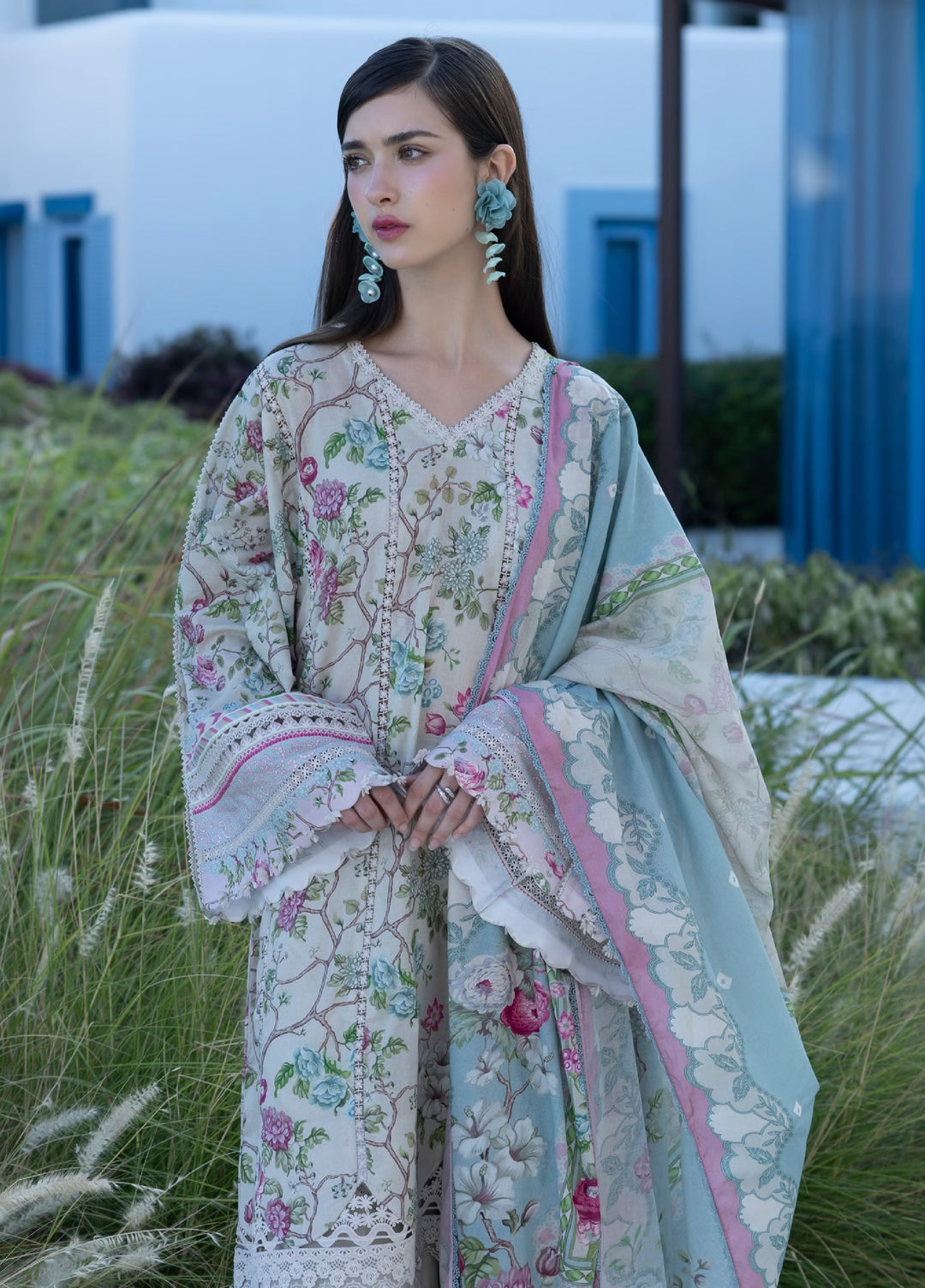Santorini by Elaf Unstitched Lawn Printed 3 Piece Suit EL26US EPN-8B FAIRY TALE - Summer Collection