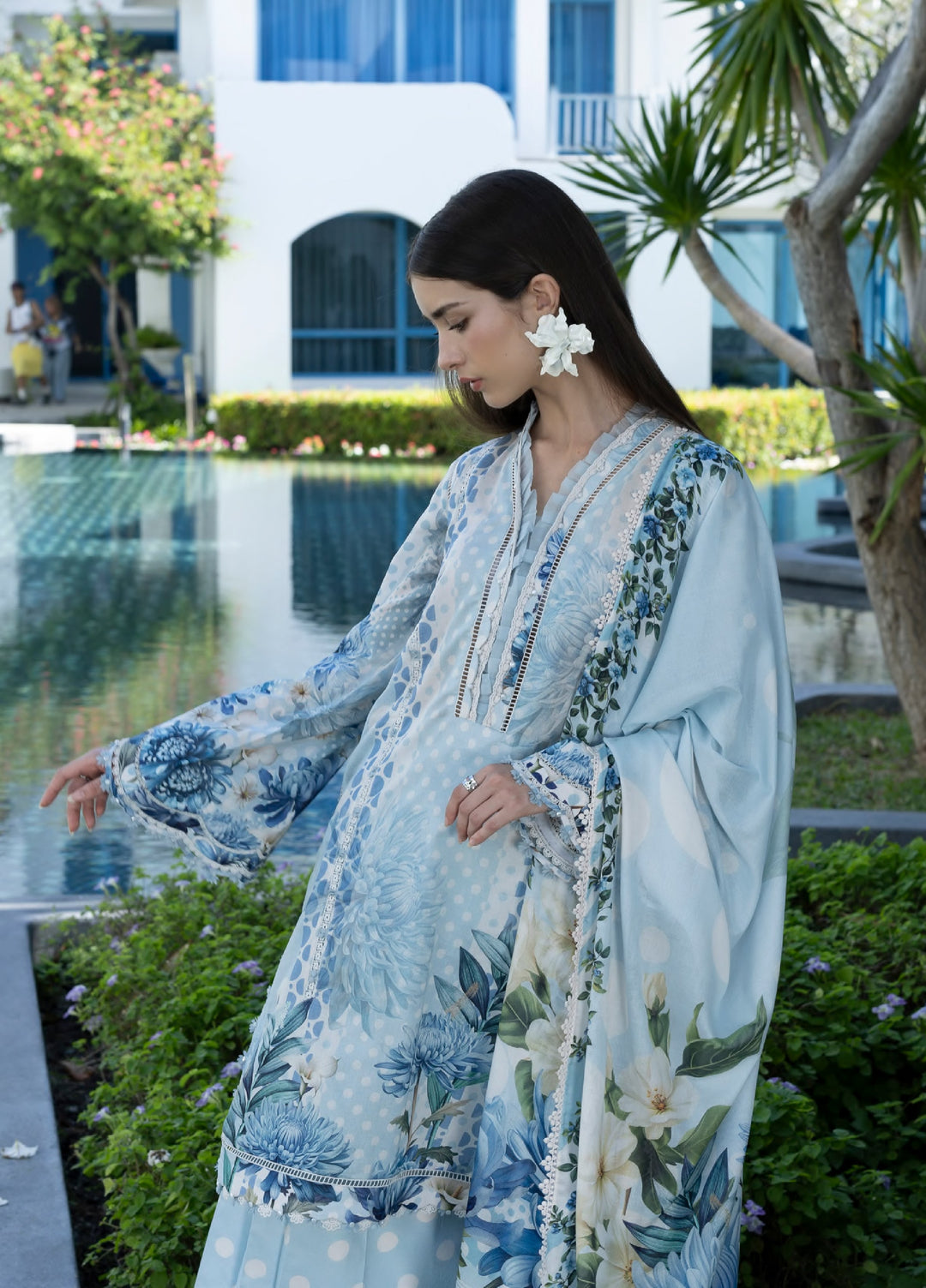 Santorini by Elaf Unstitched Lawn Printed 3 Piece Suit EL26US EPN-01A OCEAN PETALS - Summer Collection