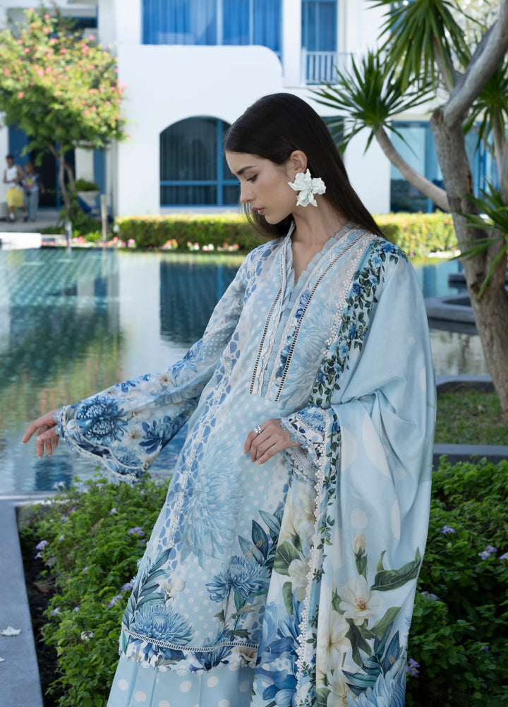 Santorini by Elaf Unstitched Lawn Printed 3 Piece Suit EL26US EPN-01A OCEAN PETALS - Summer Collection