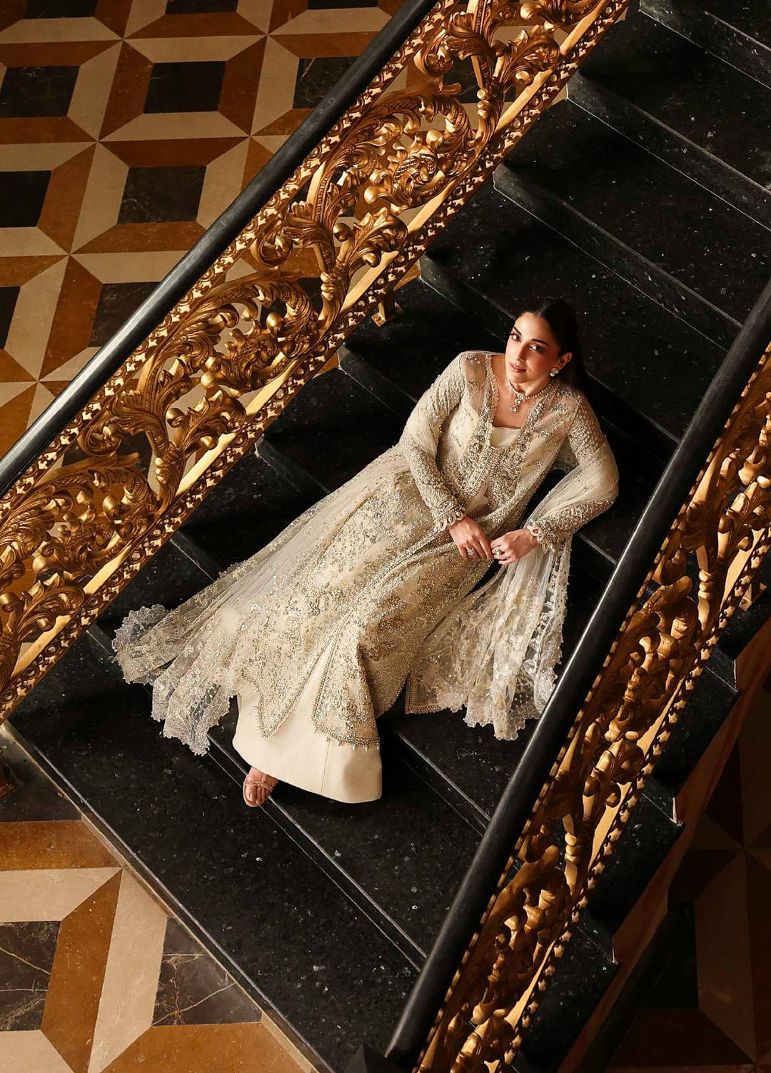 Stardom by Elaf Unstitched Luxury Formals Embroidered Organza 3 Piece Suits  EL25SF D-ESH-01 Celestia - Formal Collection