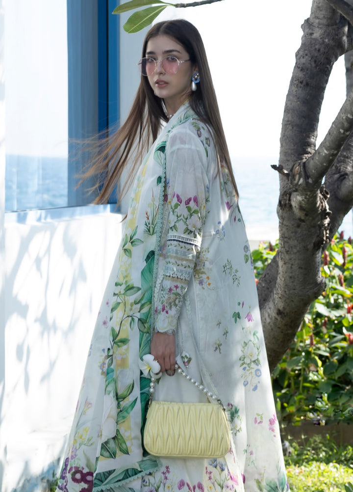 Santorini by Elaf Unstitched Lawn Printed 3 Piece Suit EL26US EPN-7B MOON FLOWER - Summer Collection