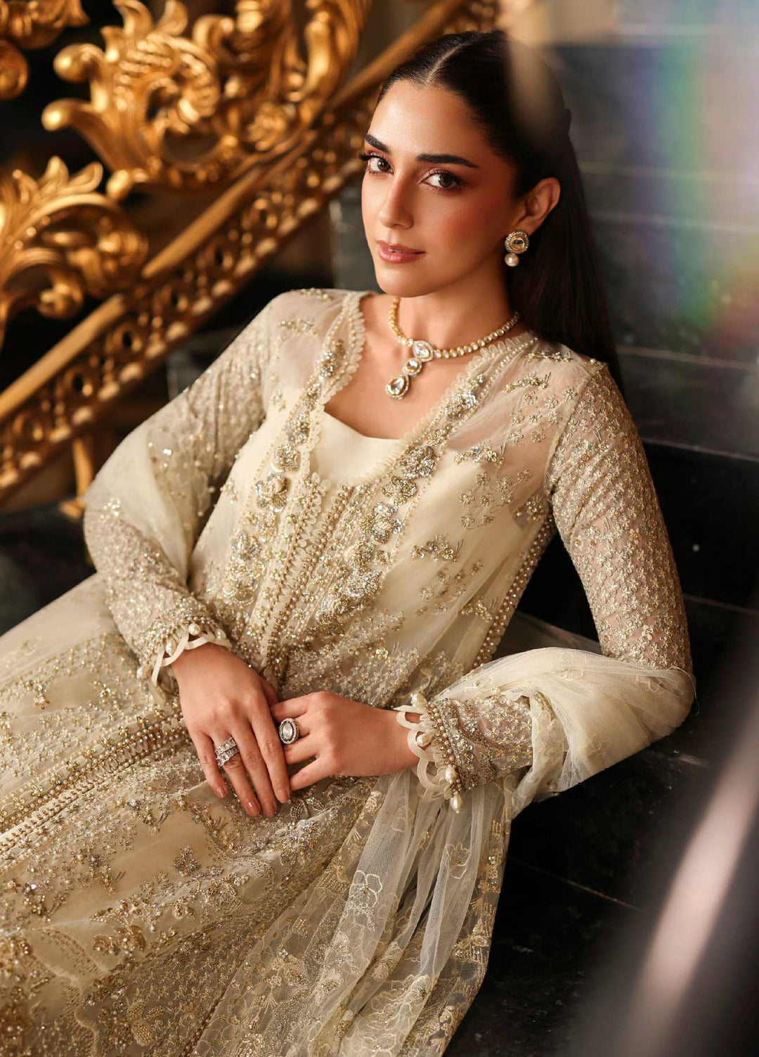 Stardom by Elaf Unstitched Luxury Formals Embroidered Organza 3 Piece Suits  EL25SF D-ESH-01 Celestia - Formal Collection