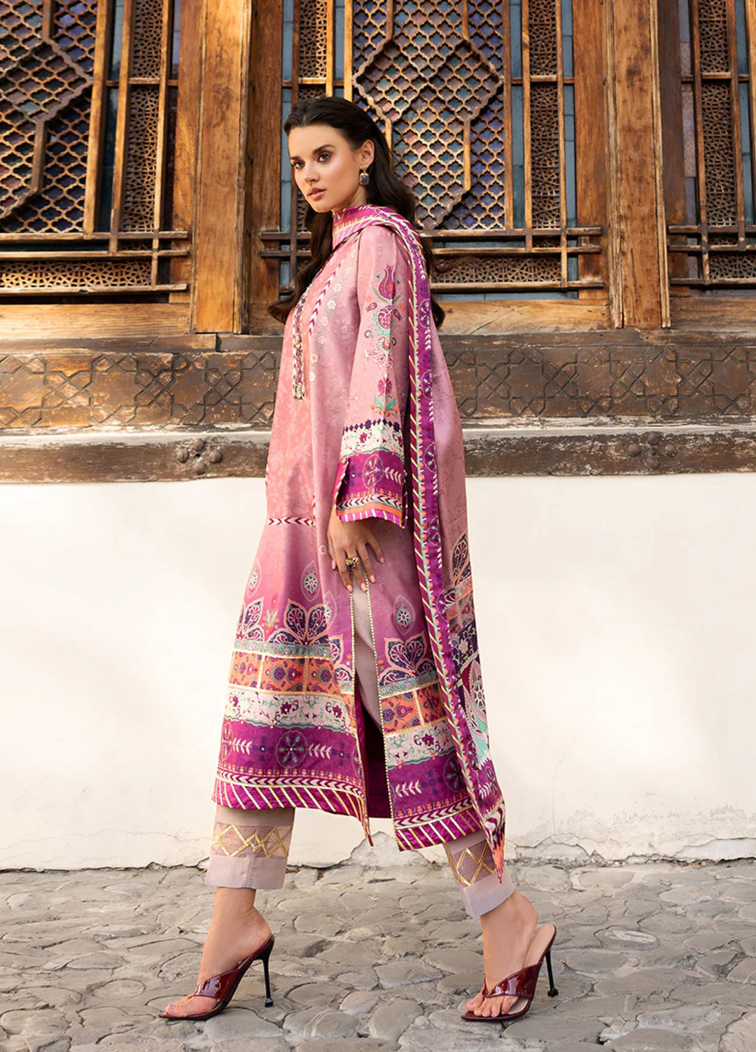 Mushq Hemline Echoes Of Serneity Unstitched Festive Raw Silk Printed 3 Piece MQ25ES D-09 Stella Song - Festive Collection