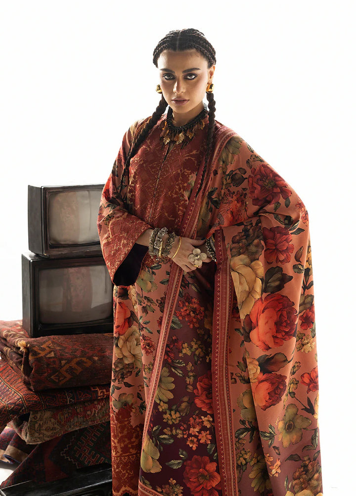 Zainab Chottani Unstitched Marina Twill With Shawl Embroidered Suits 3 Piece ZC25WS D-10 Abibi - Winter Collection