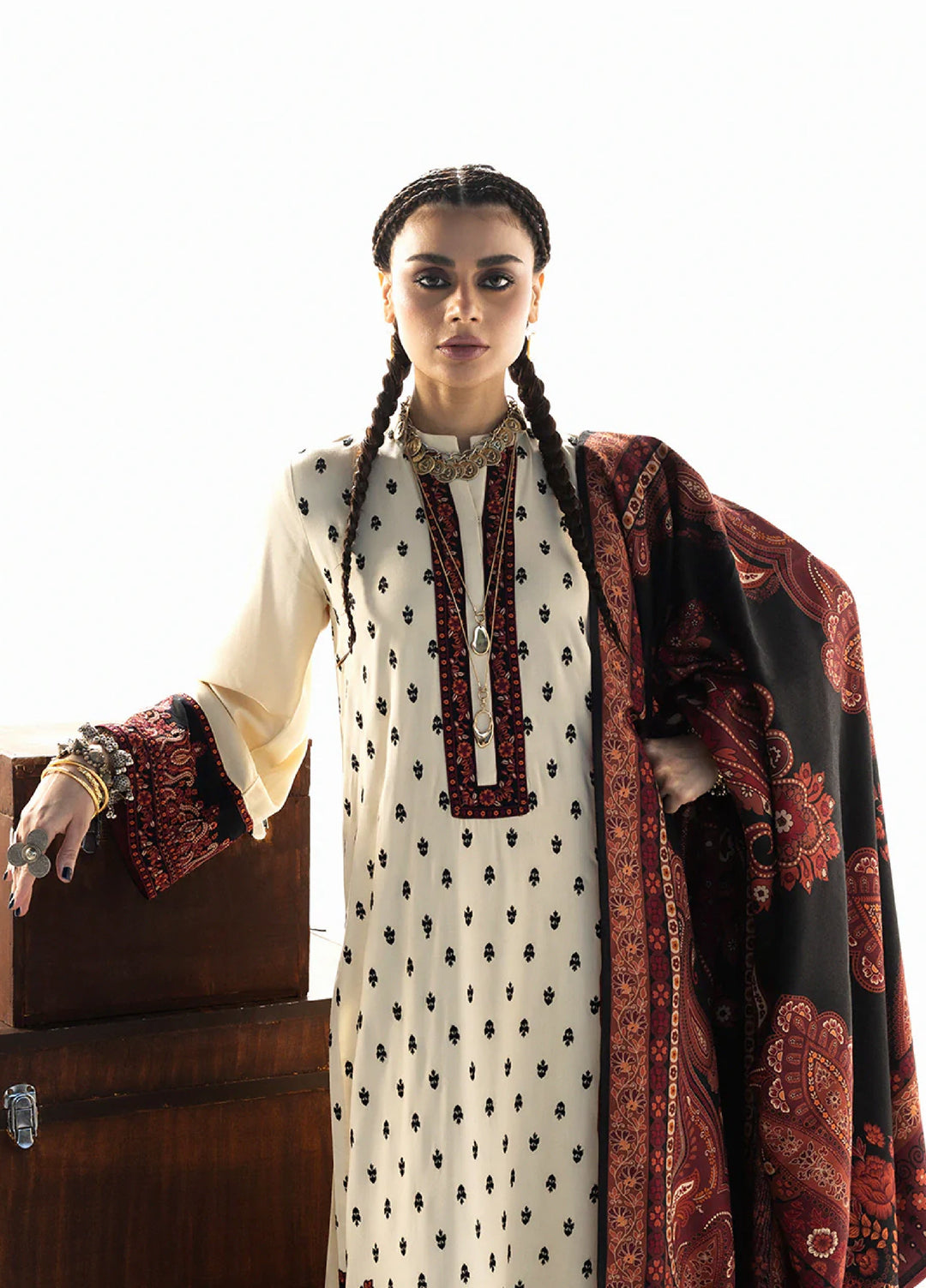 Zainab Chottani Unstitched Marina Twill With Shawl Embroidered Suits 3 Piece ZC25WS D-01 Imani - Winter Collection