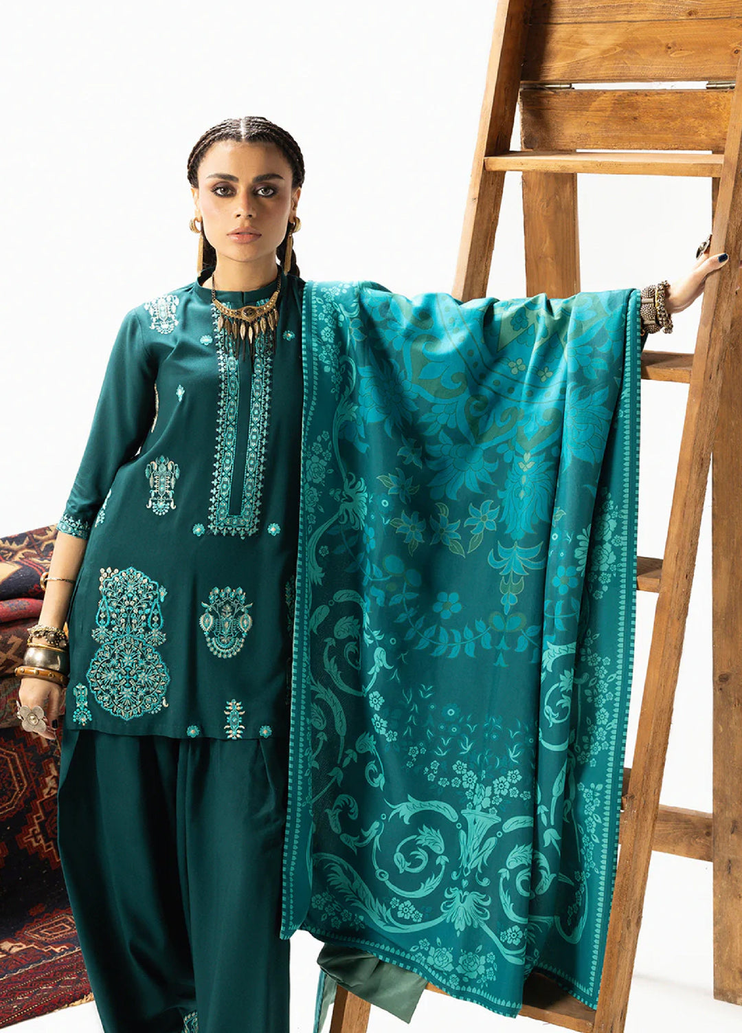 Zainab Chottani Unstitched Marina Twill With Shawl Embroidered Suits 3 Piece ZC25WS D-06 Kyana - Winter Collection