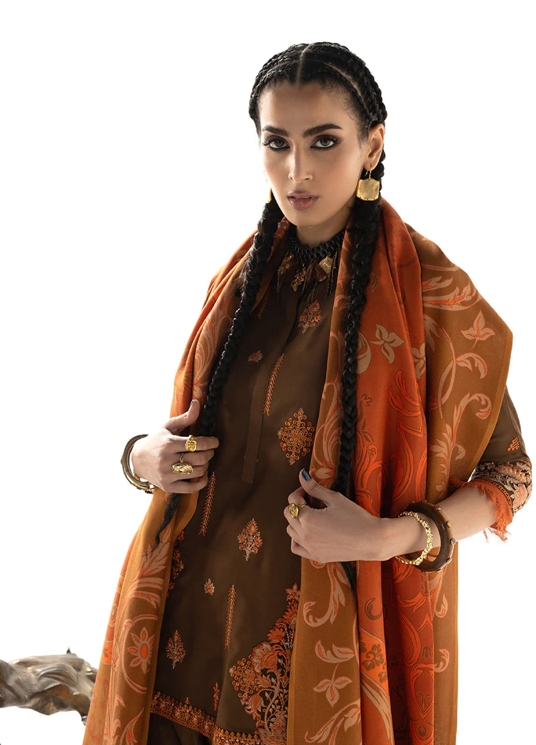 Zainab Chottani Unstitched Marina Twill With Shawl Embroidered Suits 3 Piece ZC25WS D-05 Rovi - Winter Collection