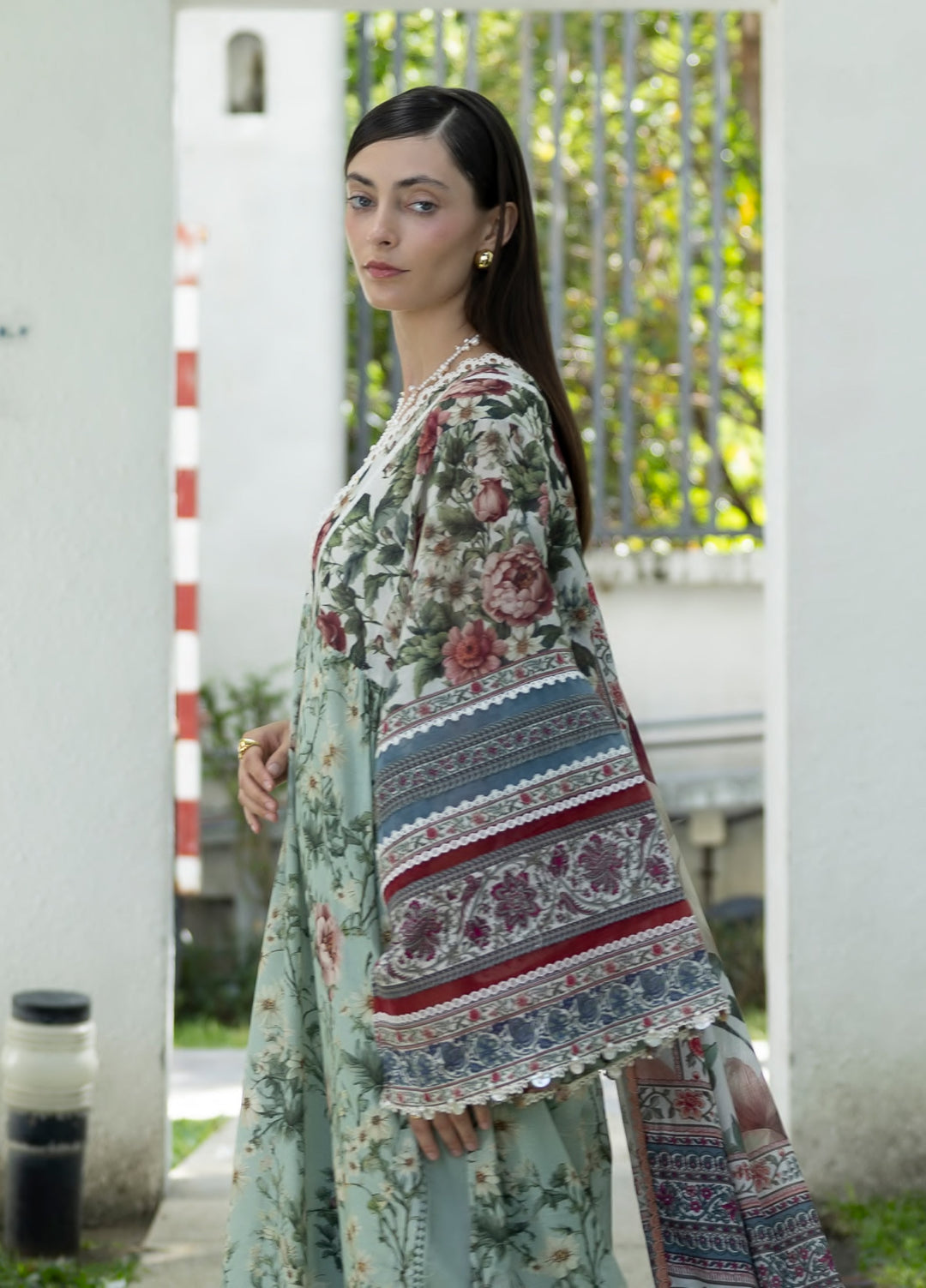 Santorini by Elaf Unstitched Lawn Printed 3 Piece Suit EL26US EPN-6B OPALINE GARDEN - Summer Collection