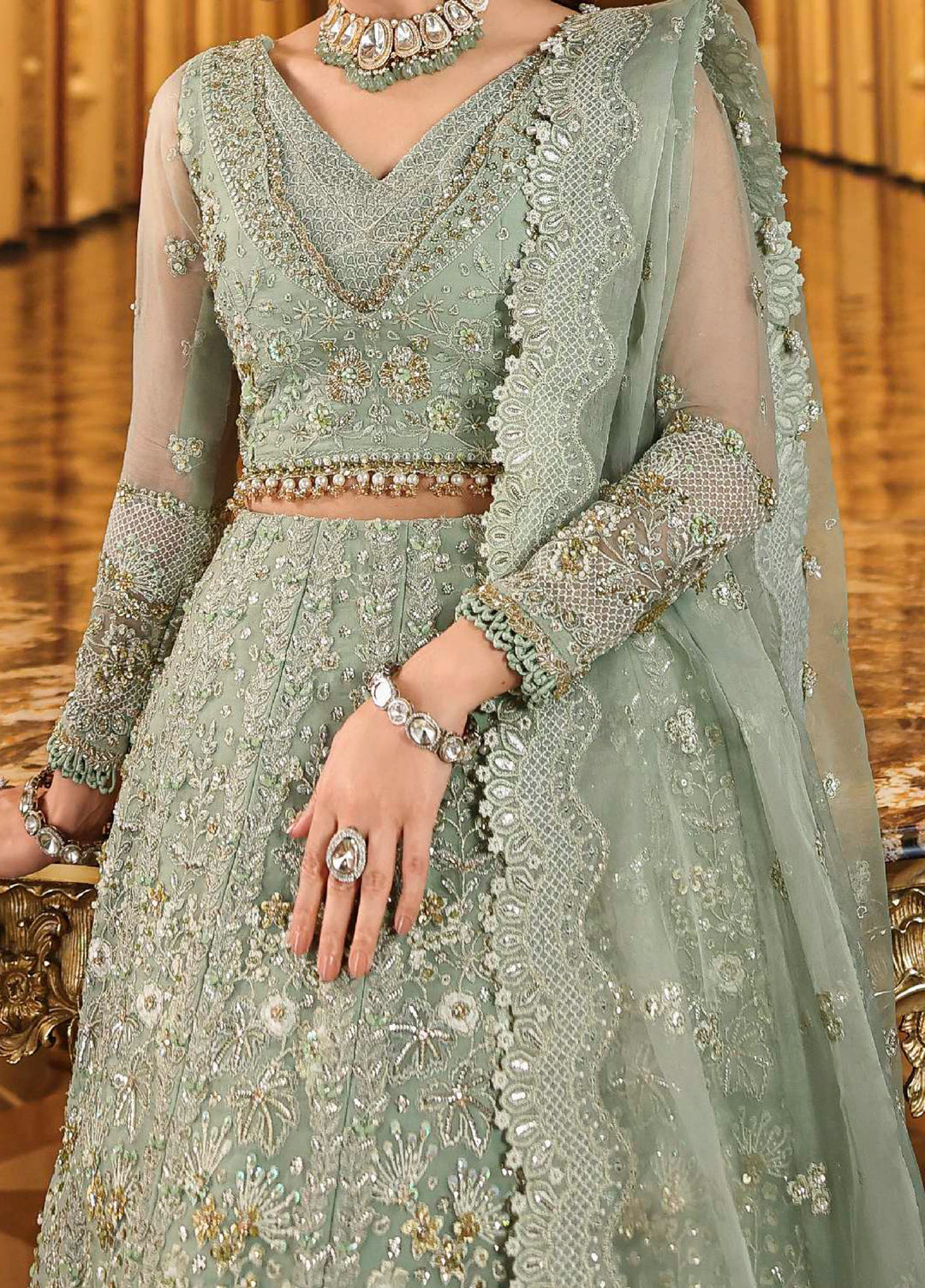 Stardom by Elaf Unstitched Luxury Formals Embroidered Organza 3 Piece Suits  EL25SF D-ESH-03 Lime Light - Formal Collection