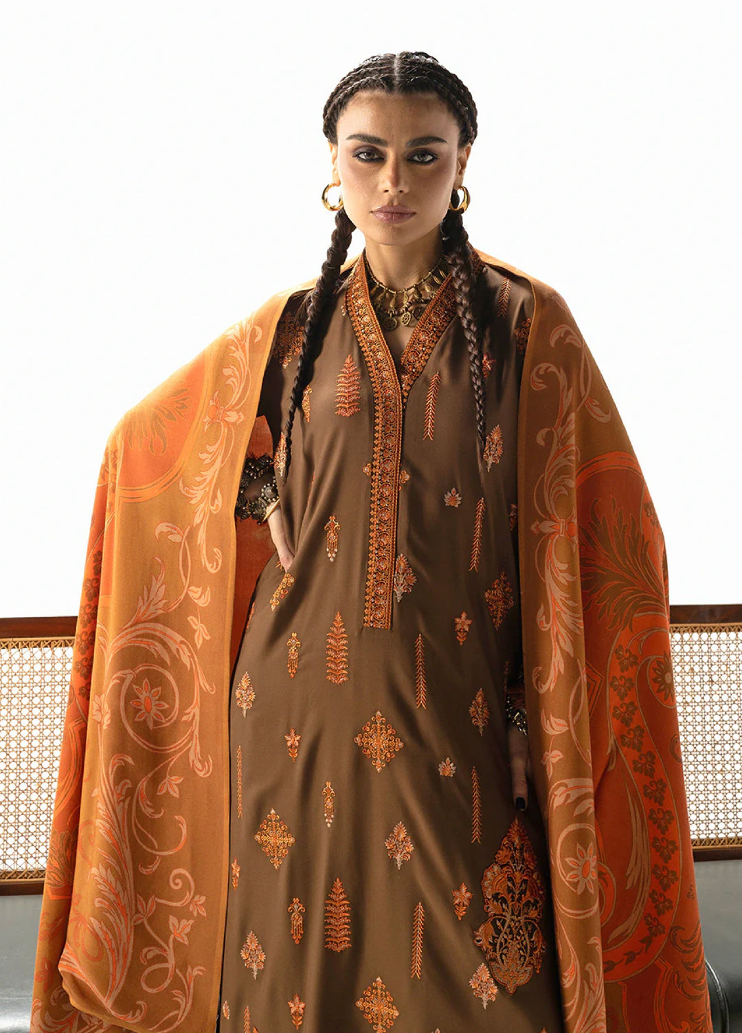 Zainab Chottani Unstitched Marina Twill With Shawl Embroidered Suits 3 Piece ZC25WS D-05 Rovi - Winter Collection