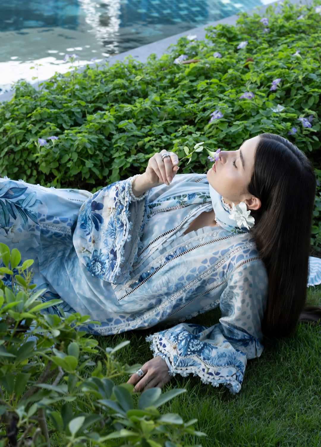 Santorini by Elaf Unstitched Lawn Printed 3 Piece Suit EL26US EPN-01A OCEAN PETALS - Summer Collection