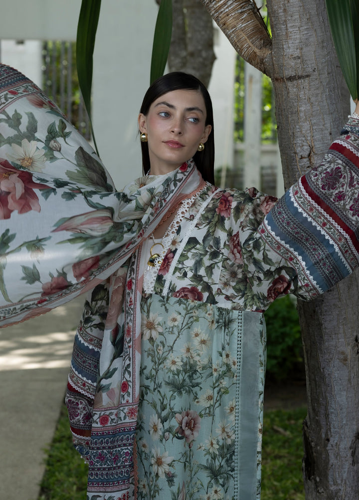 Santorini by Elaf Unstitched Lawn Printed 3 Piece Suit EL26US EPN-6B OPALINE GARDEN - Summer Collection