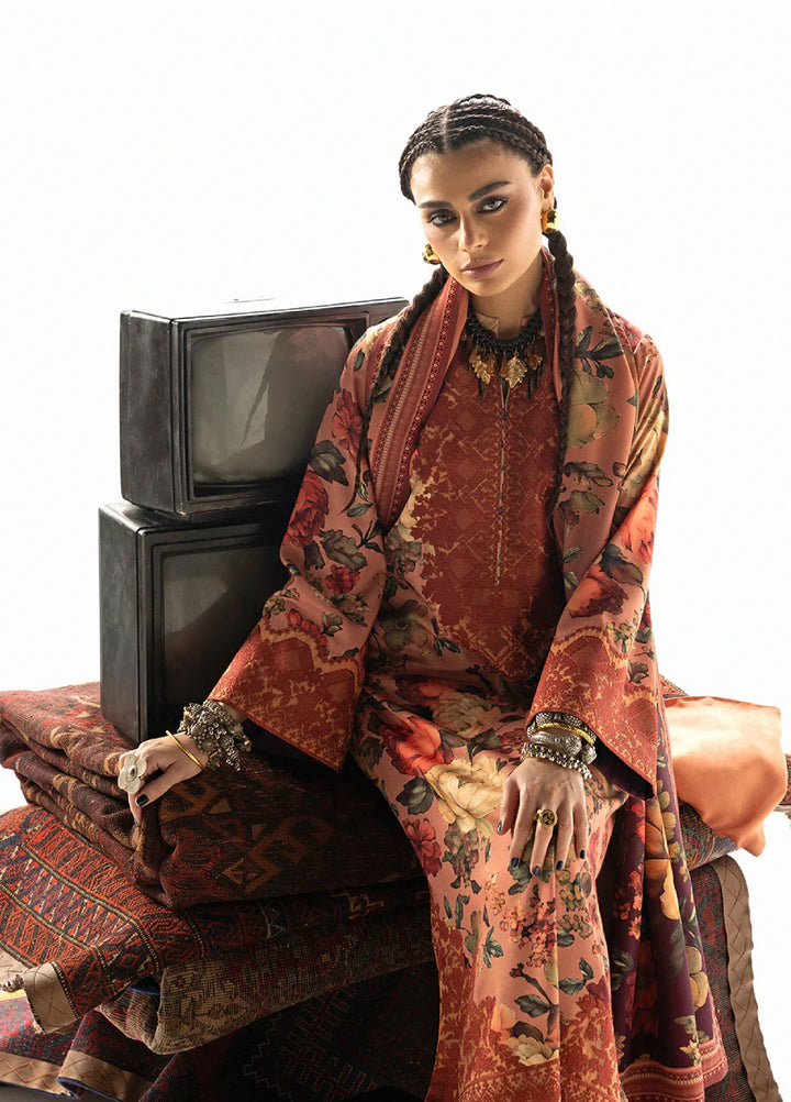 Zainab Chottani Unstitched Marina Twill With Shawl Embroidered Suits 3 Piece ZC25WS D-10 Abibi - Winter Collection