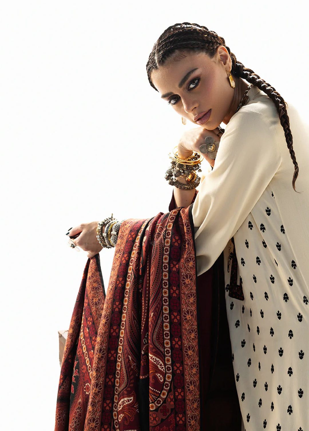 Zainab Chottani Unstitched Marina Twill With Shawl Embroidered Suits 3 Piece ZC25WS D-01 Imani - Winter Collection