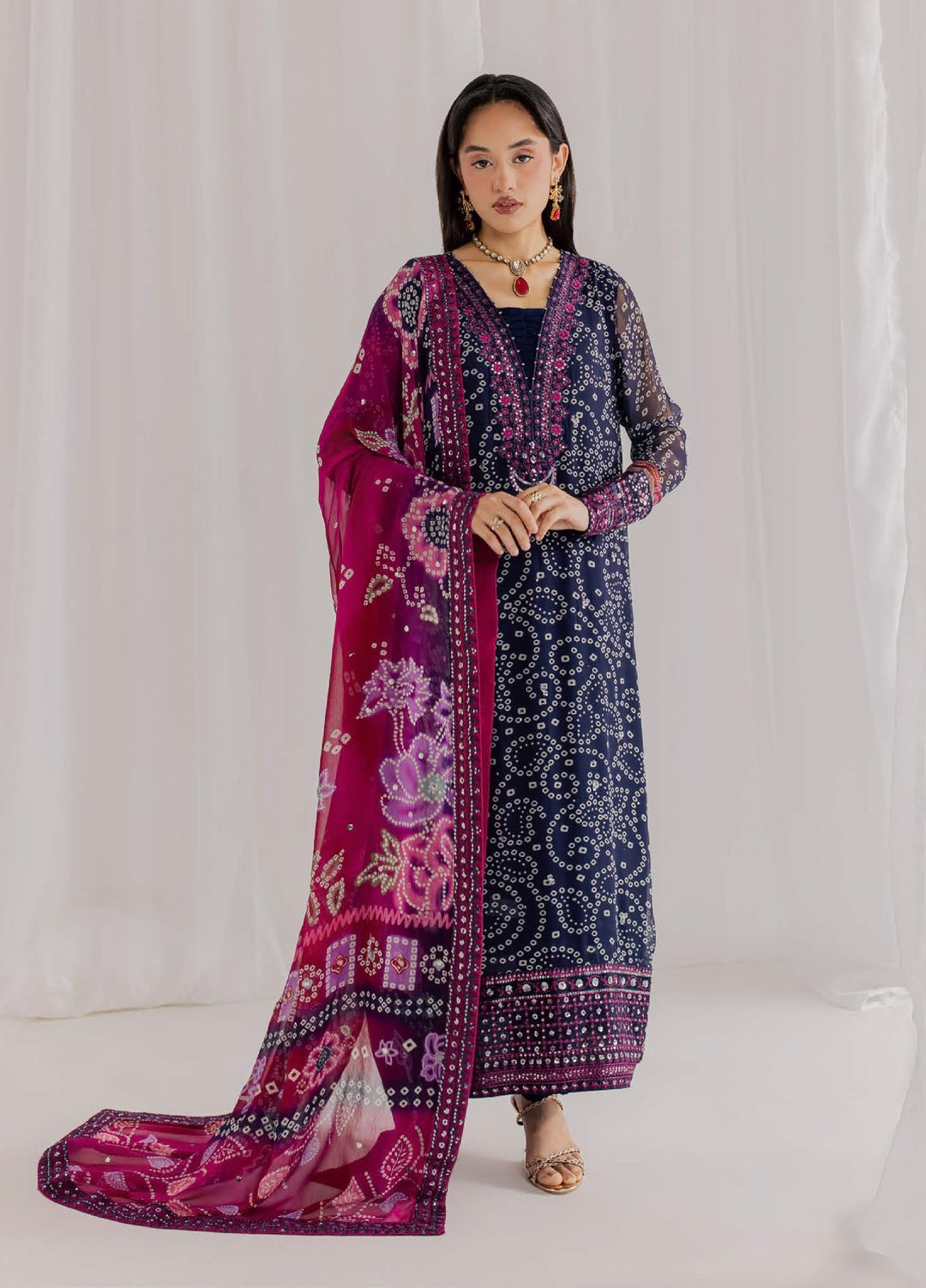 Nureh Women RTW Embroidered Chiffon 3 Piece Suit NU26RF NP-819 - Festive Collection