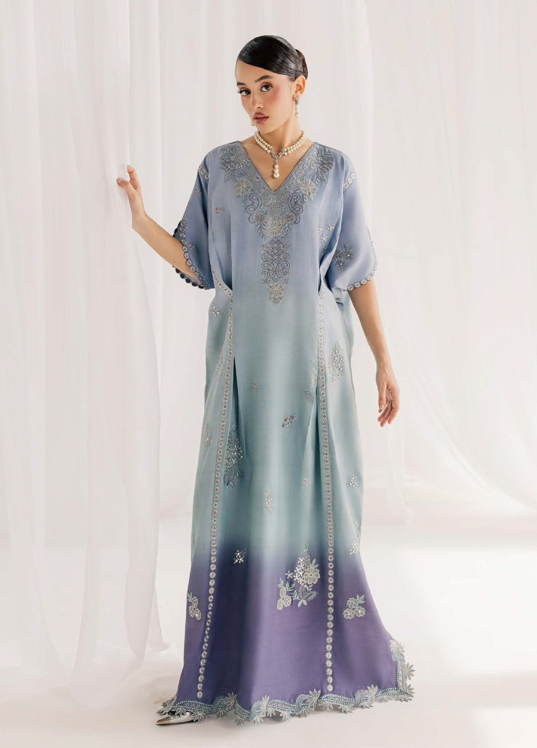 Nureh Women RTW Embroidered Raw Silk Kaftaan NU26RF NP-818 - Festive Collection