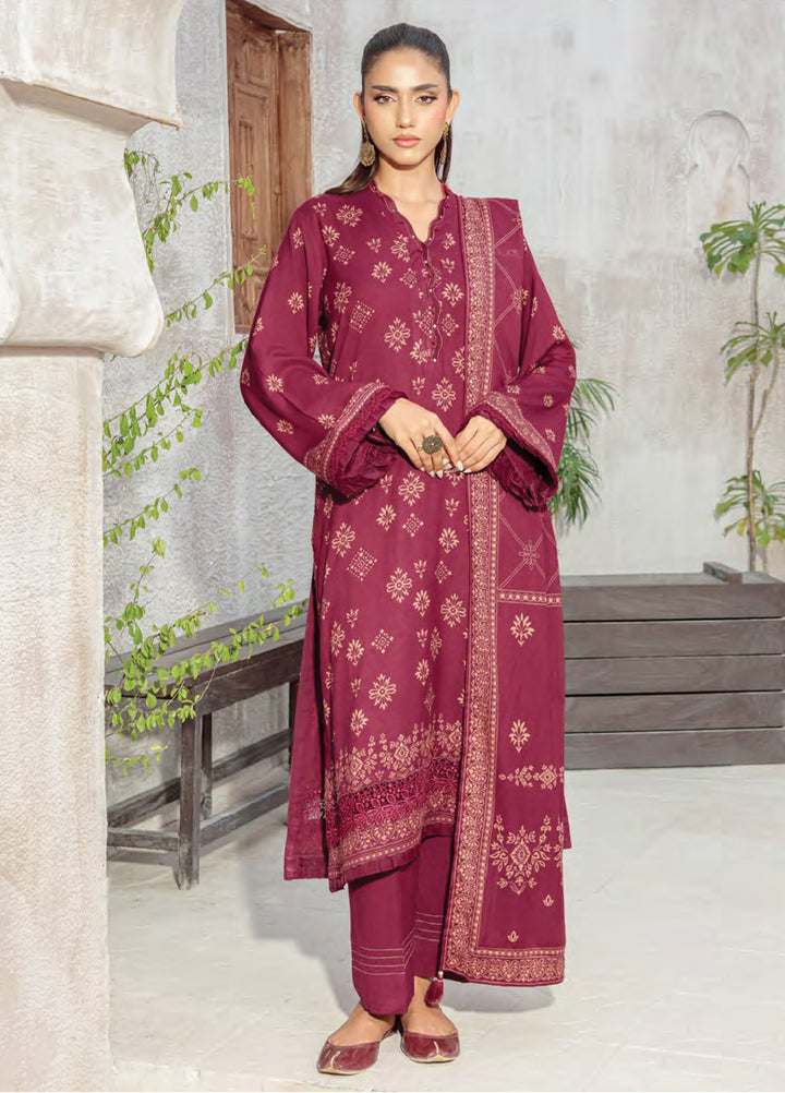 Lakhany Printed Pashmina Suits Unstitched 3 Piece LSM25LP LG-RL-0346-A - Winter Collection