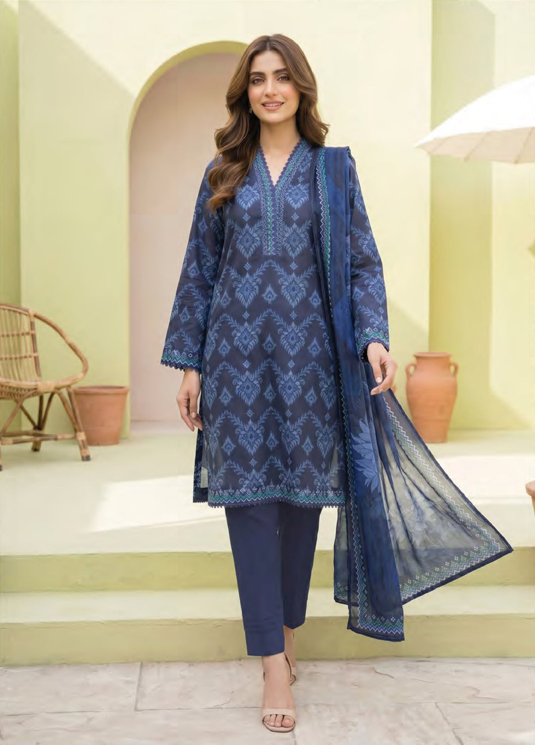 Lakhany Unstitched Printed Lawn 3 Piece Suit LSM26ULP LG-UB-0321 - Casual Collection