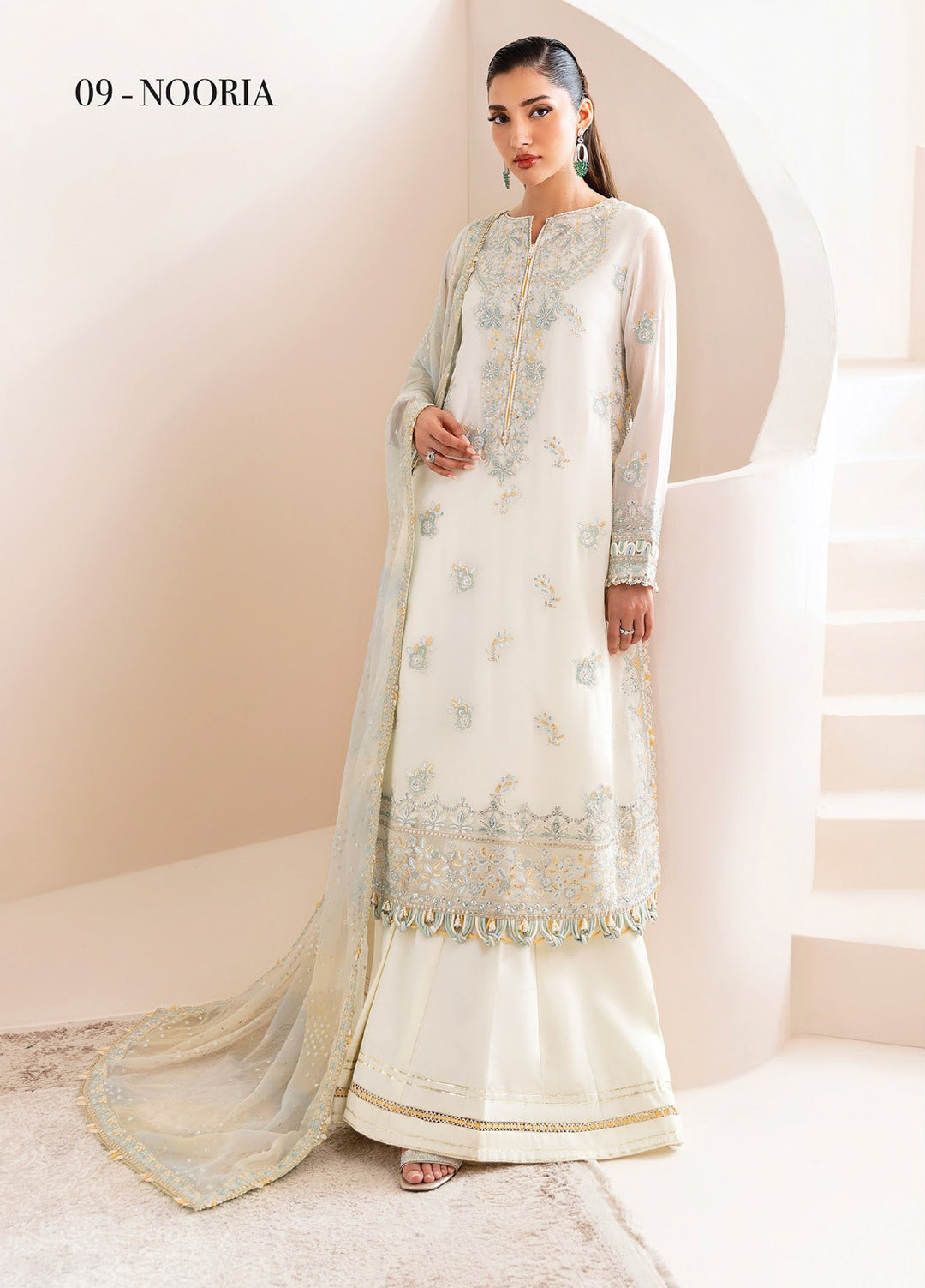 Xenia Formals Unstitched Embroidered Chiffon 3 Piece Suits XE25FU D-09 Nooria - Formal Collection