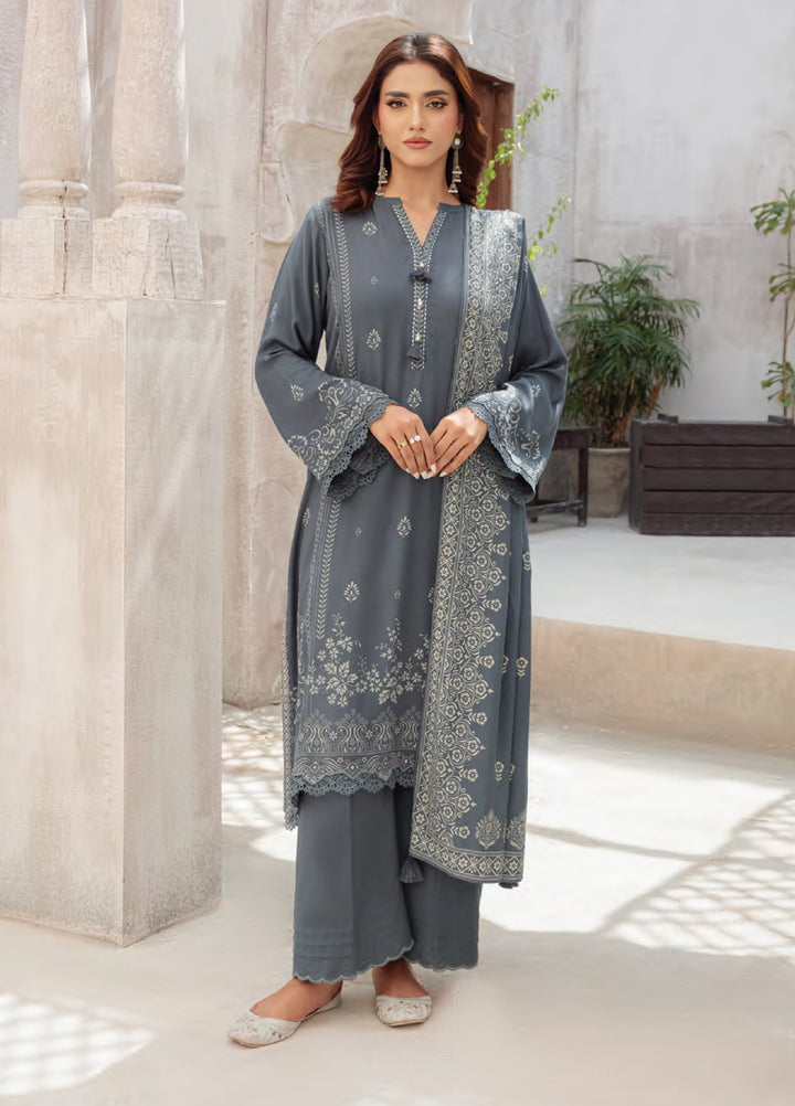 Lakhany Printed Pashmina Suits Unstitched 3 Piece LSM25LP LG-UB-0259-B - Winter Collection