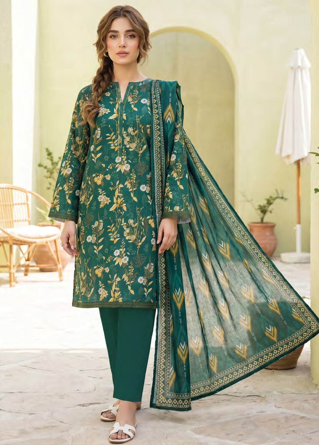 Lakhany Unstitched Printed Lawn 3 Piece Suit LSM26ULP LG-SG-0097 - Casual Collection