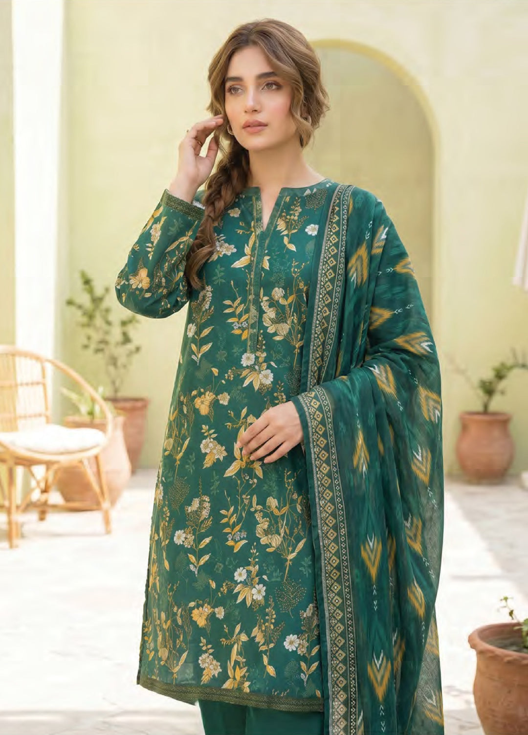 Lakhany Unstitched Printed Lawn 3 Piece Suit LSM26ULP LG-SG-0097 - Casual Collection