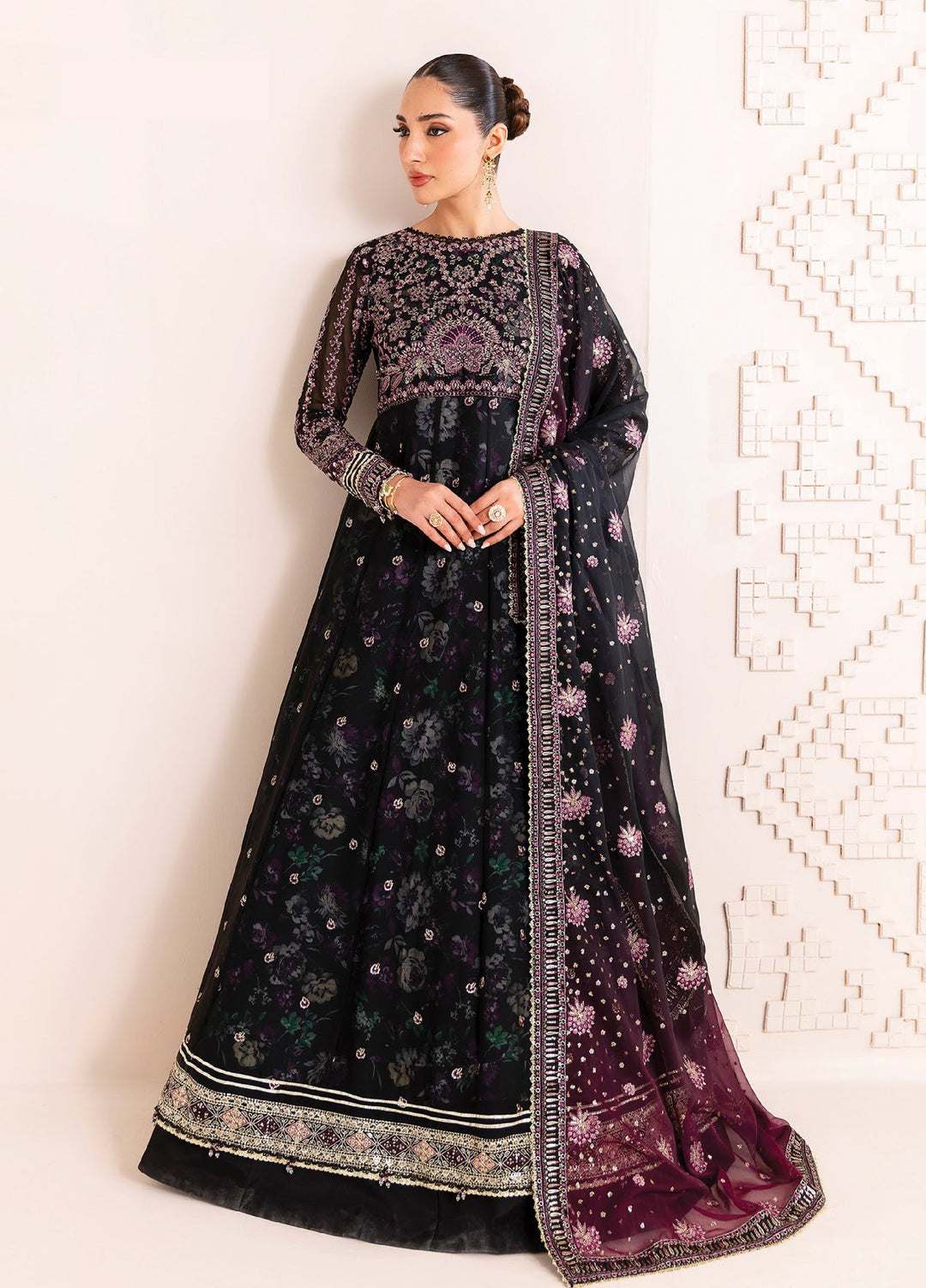 Xenia Formals Unstitched Embroidered Chiffon 3 Piece Suits XE25FU D-03 Nigira - Formal Collection