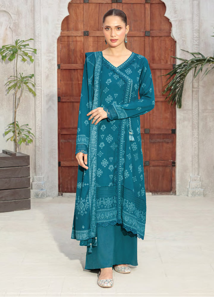 Lakhany Printed Pashmina Suits Unstitched 3 Piece LSM25LP LG-RL-0346-C - Winter Collection
