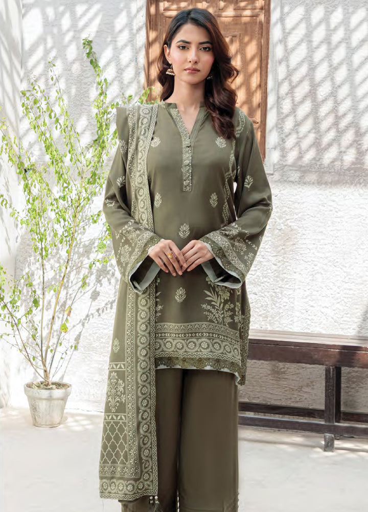 Lakhany Printed Pashmina Suits Unstitched 3 Piece LSM25LP LG-SG-0039-A - Winter Collection