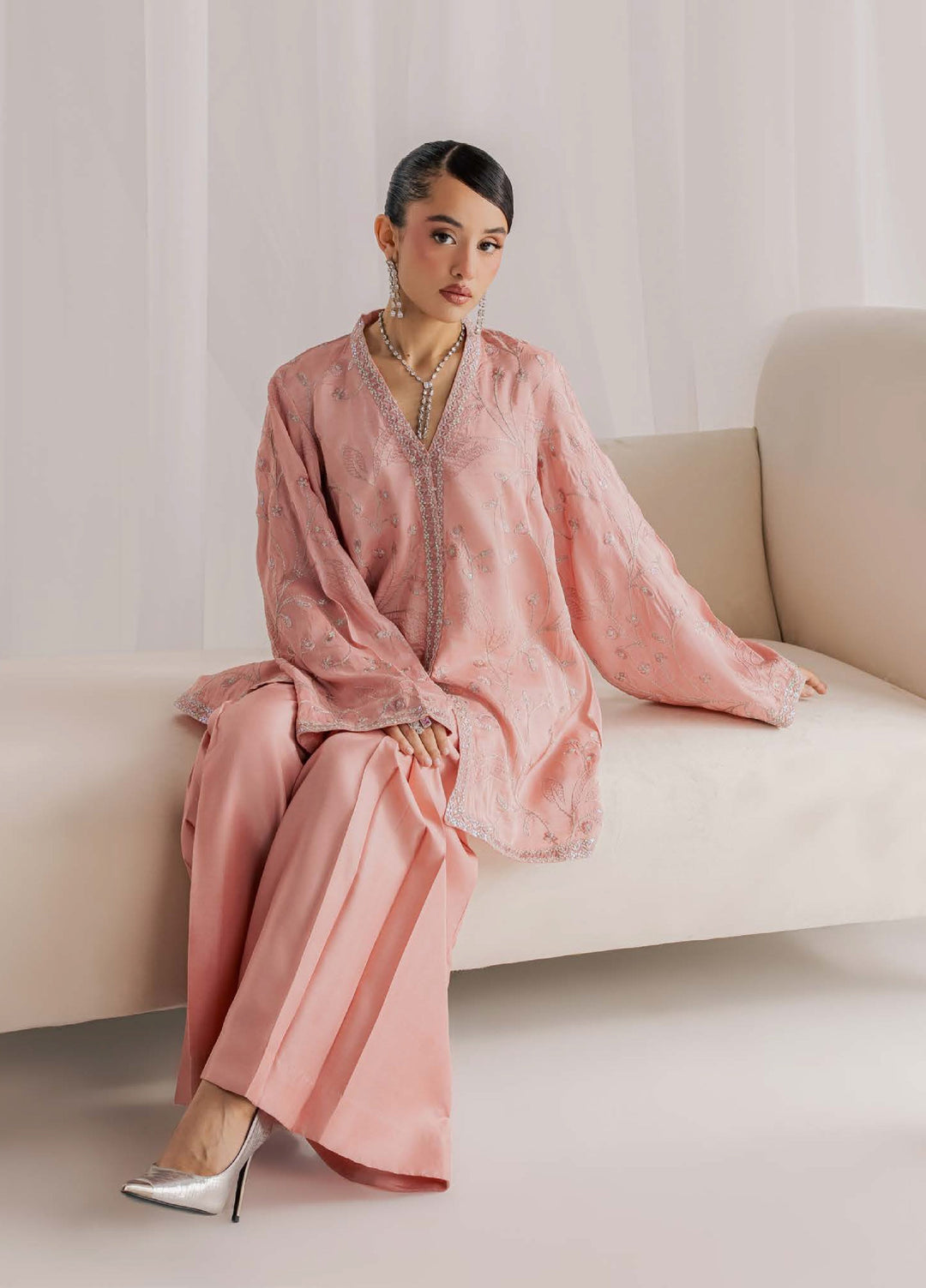 Nureh Women RTW Embroidered Korean Silk 2 Piece Suit NU26RF NP-798 - Festive Collection