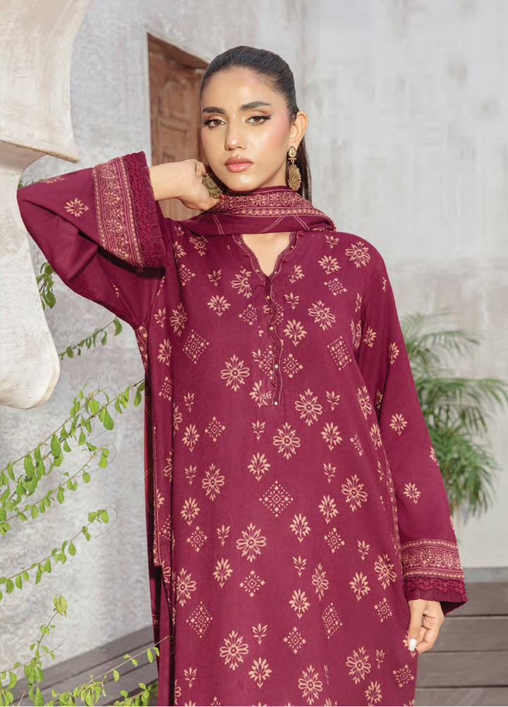 Lakhany Printed Pashmina Suits Unstitched 3 Piece LSM25LP LG-RL-0346-A - Winter Collection