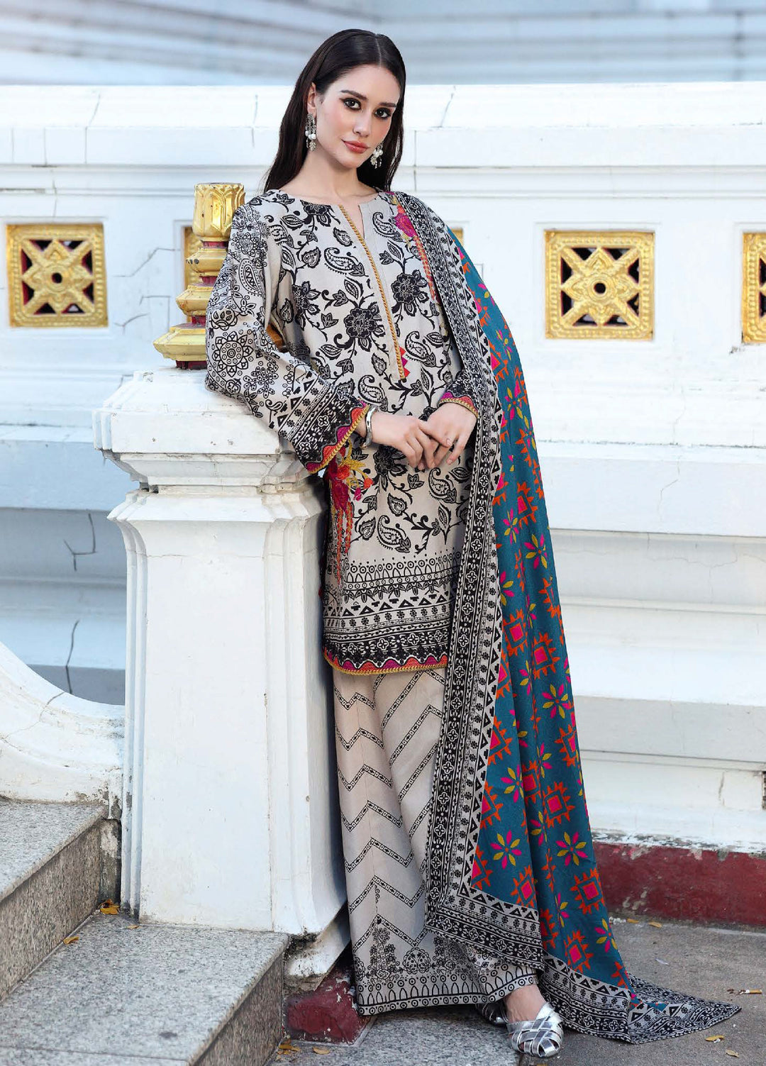 Combination by Charizma Unstitched Winter Collection Vol-02 Linen Printed 3 Piece Suits CZ25CW CCW6-19 - Winter Collection