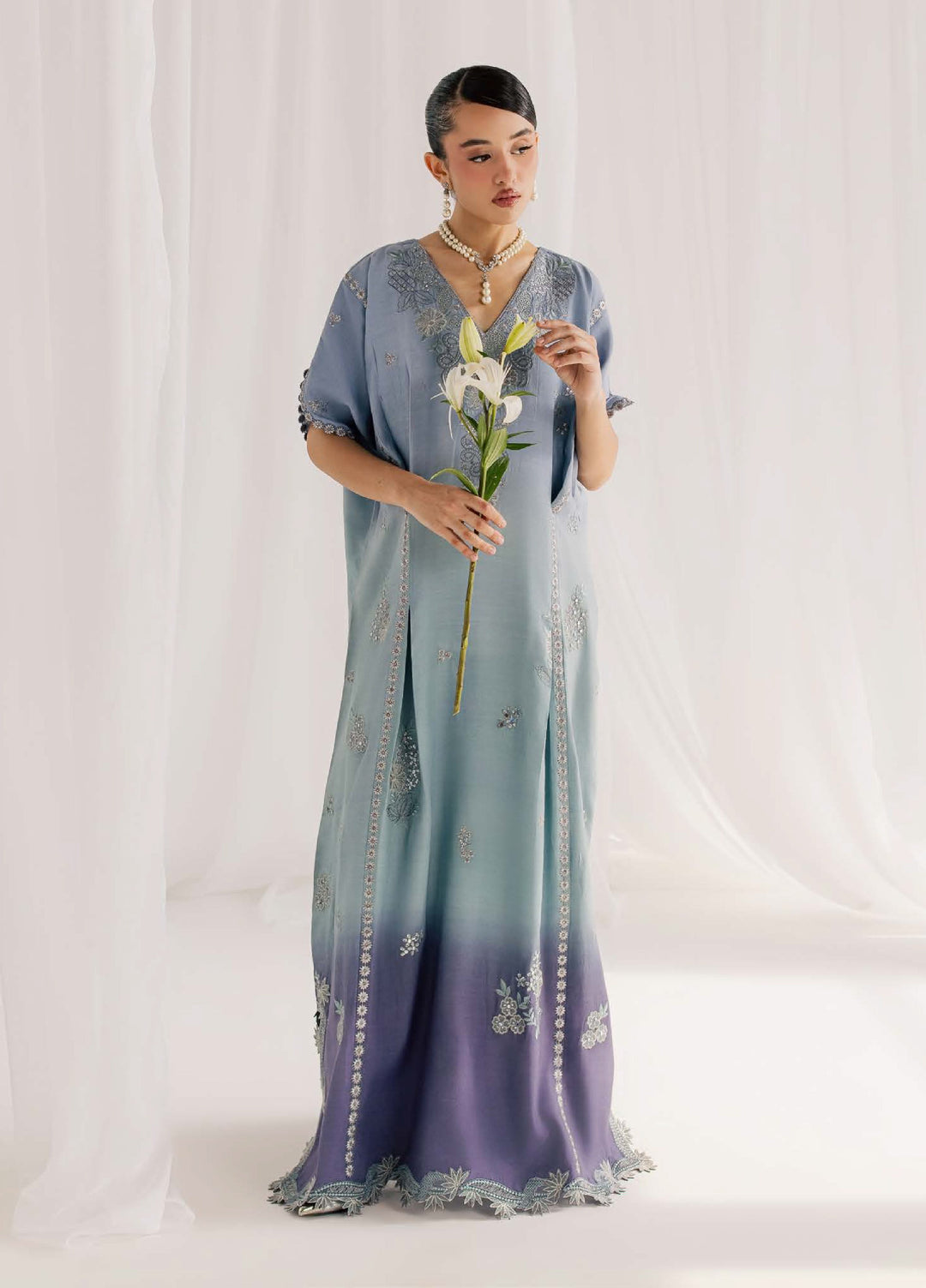 Nureh Women RTW Embroidered Raw Silk Kaftaan NU26RF NP-818 - Festive Collection