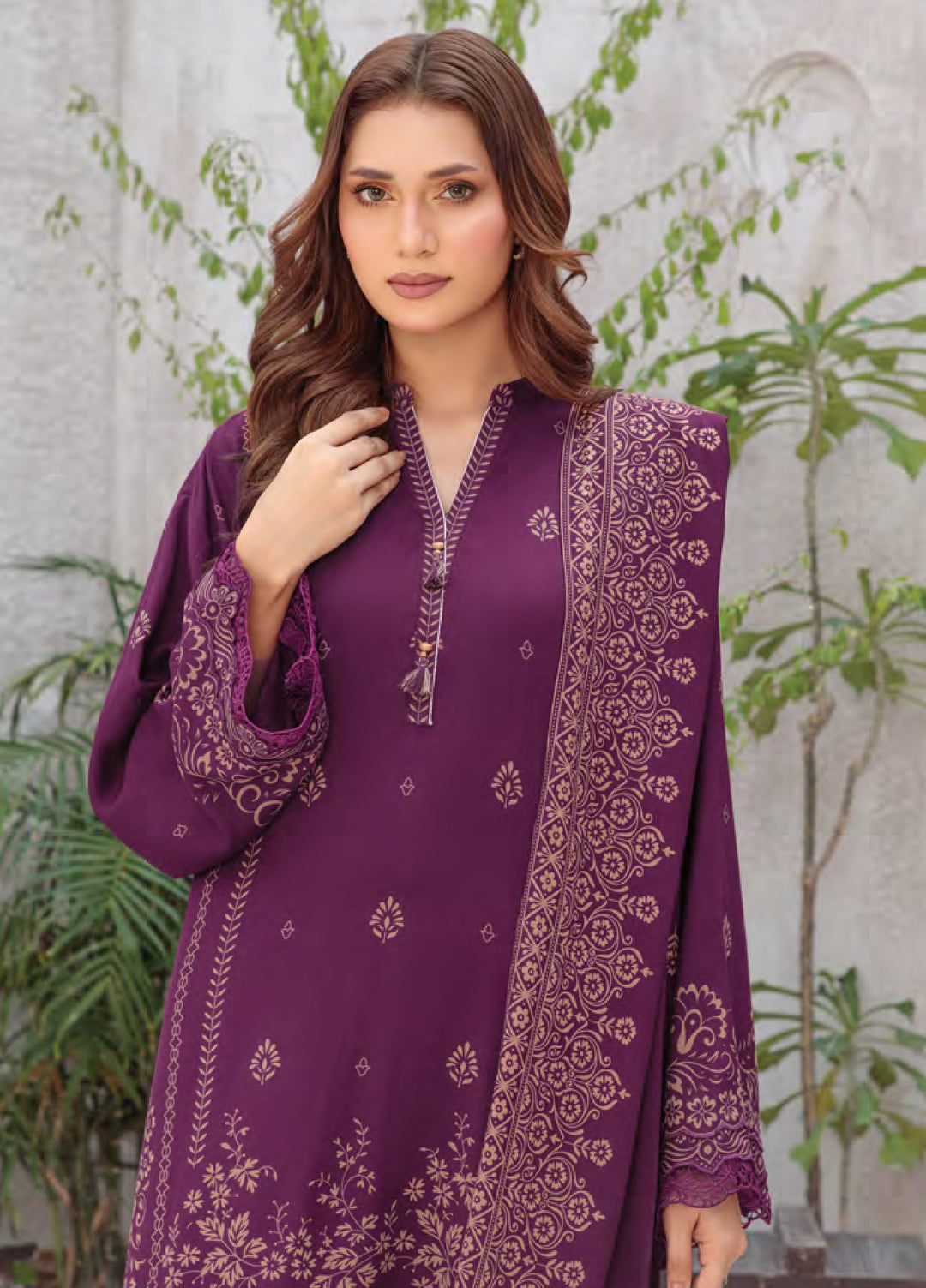 Lakhany Printed Pashmina Suits Unstitched 3 Piece LSM25LP LG-UB-0259-C - Winter Collection