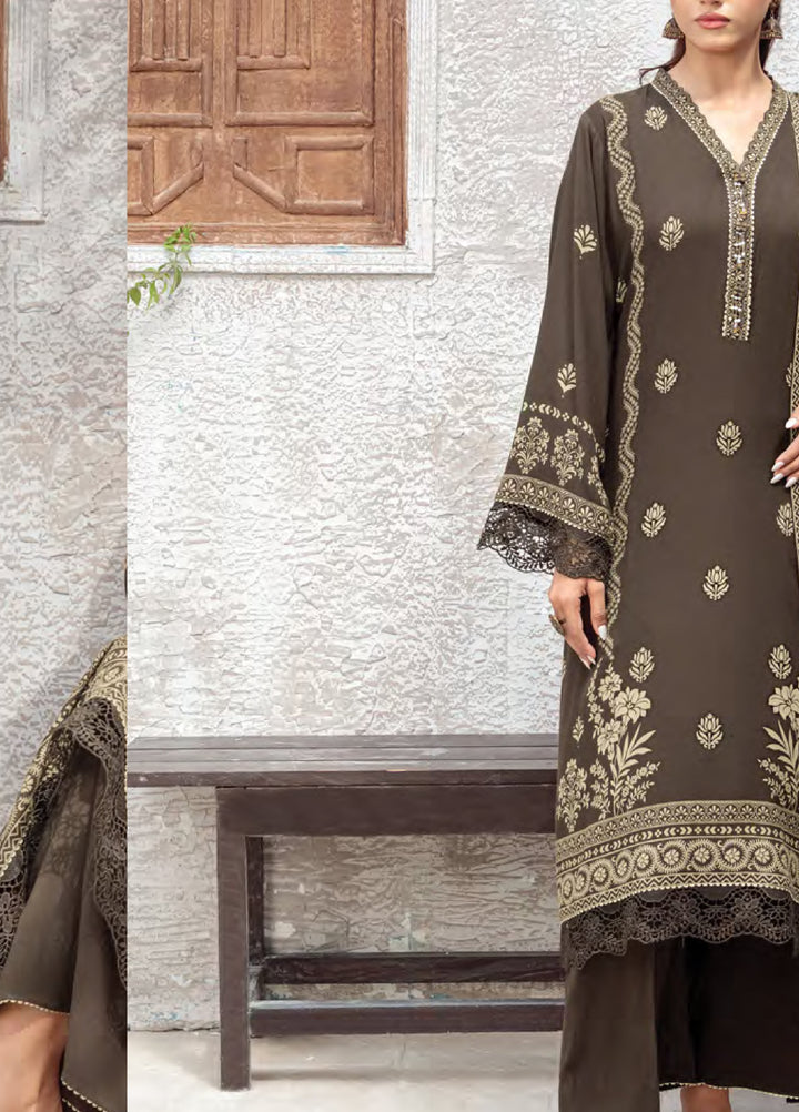 Lakhany Printed Pashmina Suits Unstitched 3 Piece LSM25LP LG-SG-0039-B - Winter Collection