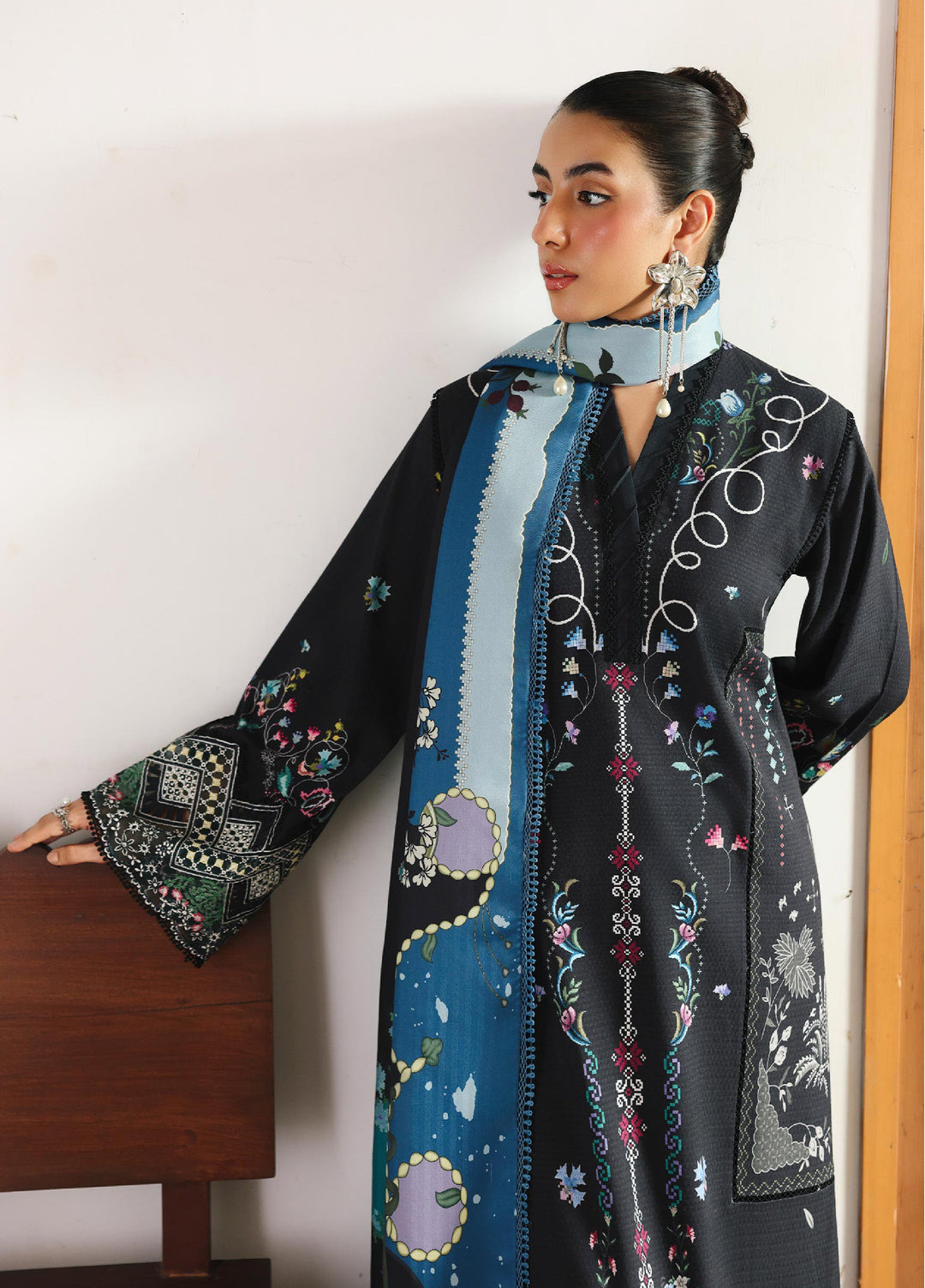 Qprints By Qalamkar Unstitched Linen Printed 3 Piece Suits QLM25PW QW-06 B Skye - Winter Collection