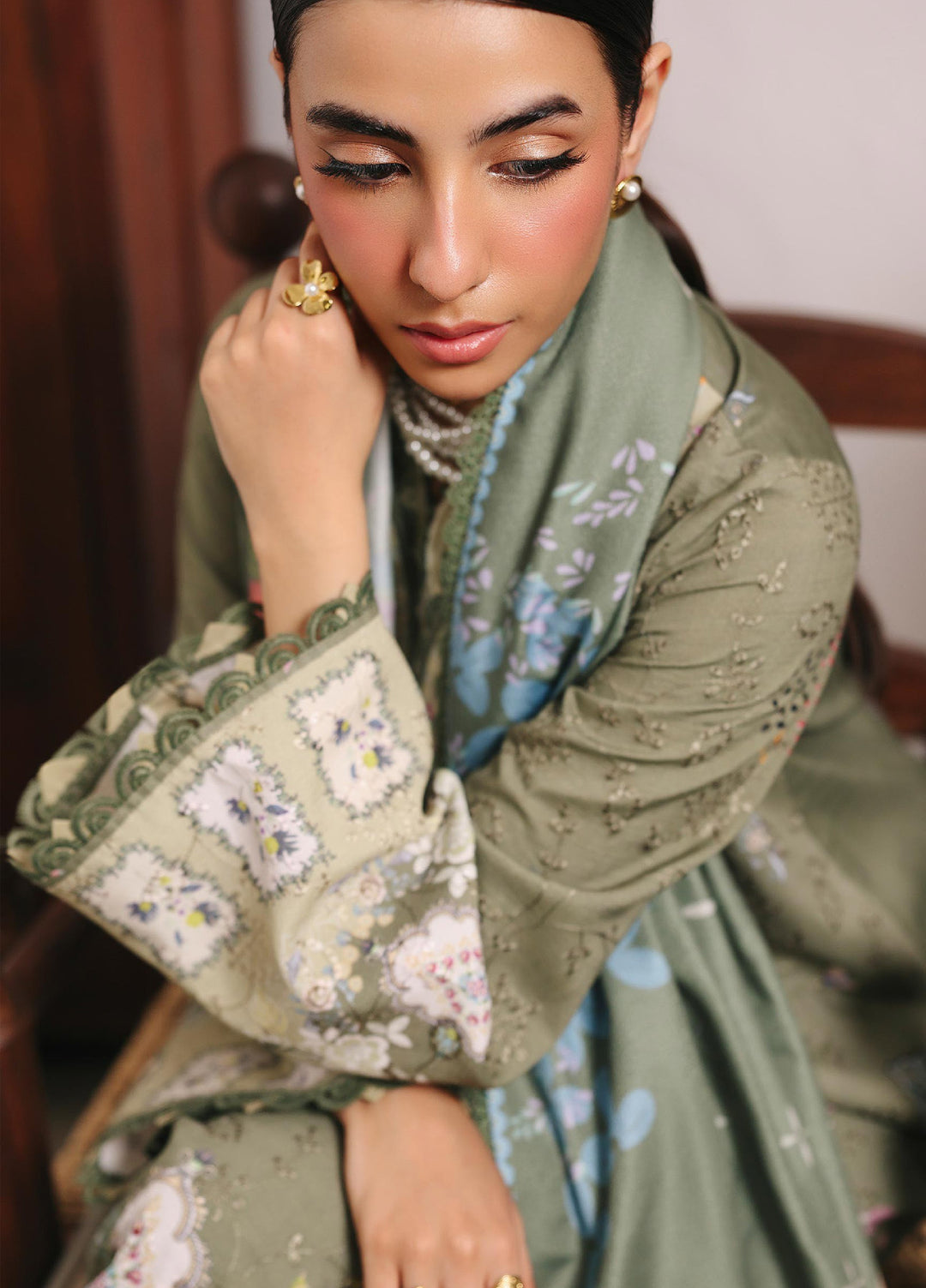 Qprints By Qalamkar Unstitched Linen Embroidered Digital Printed  3 Piece Suits QLM25PW QW-09 A Khanza - Winter Collection