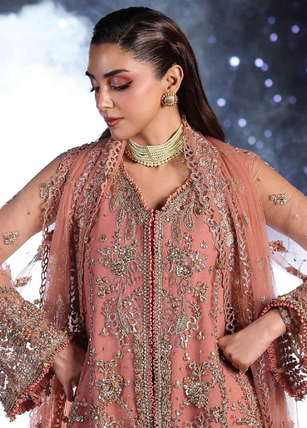 Stardom by Elaf Unstitched Luxury Formals Embroidered Net 3 Piece Suits  EL25SF D-ESH-05 Beyond Beauty - Formal Collection