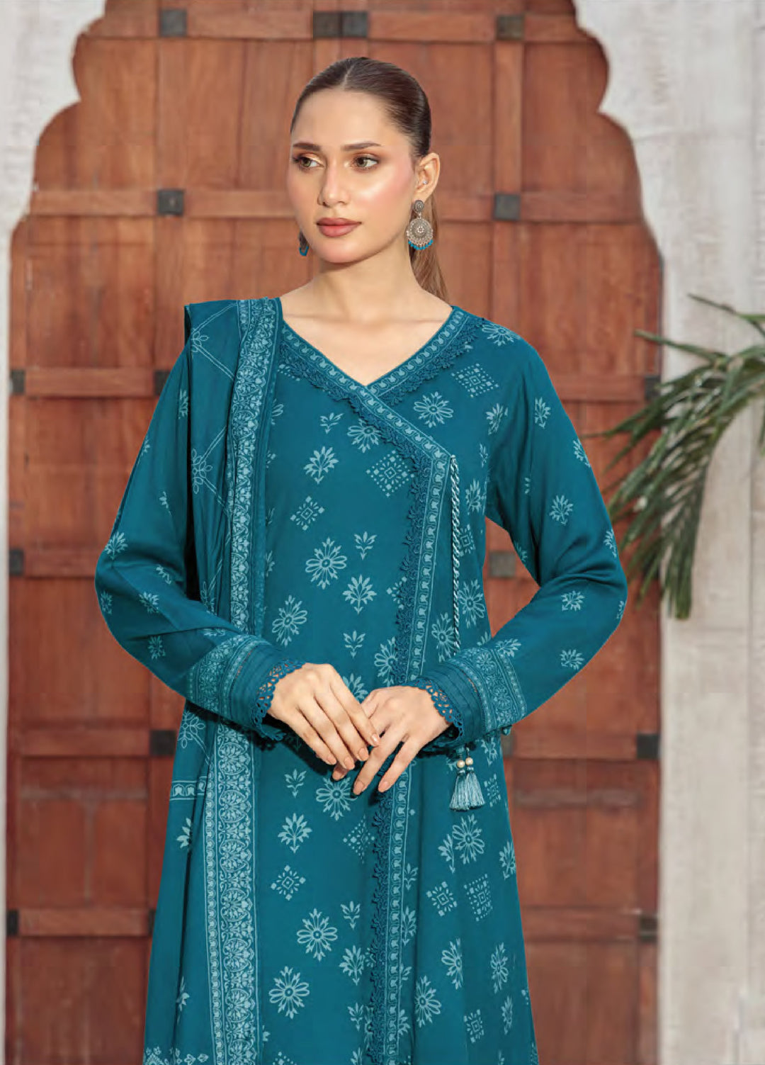 Lakhany Printed Pashmina Suits Unstitched 3 Piece LSM25LP LG-RL-0346-C - Winter Collection
